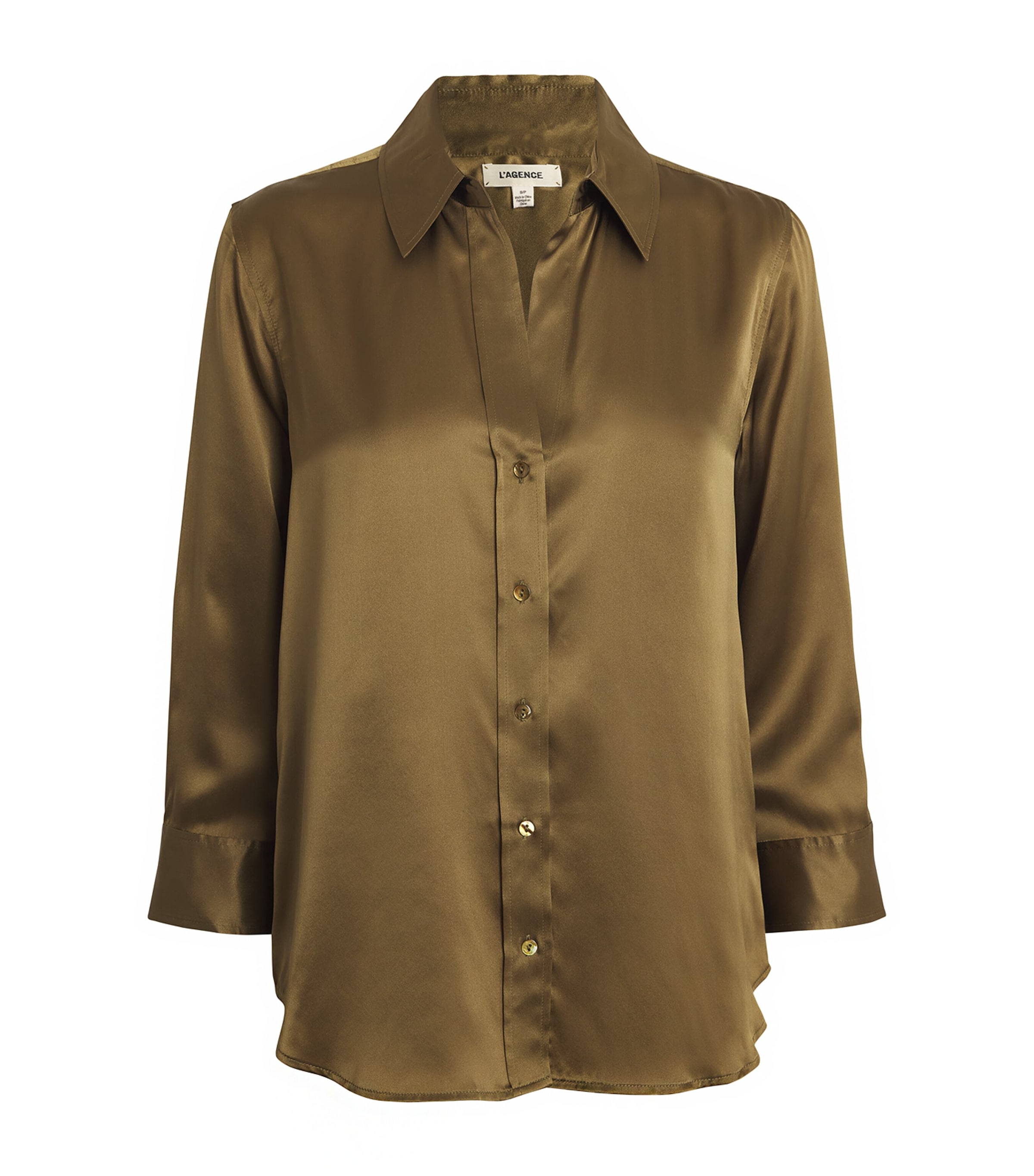 Shop L Agence Silk Dani Shirt In Green