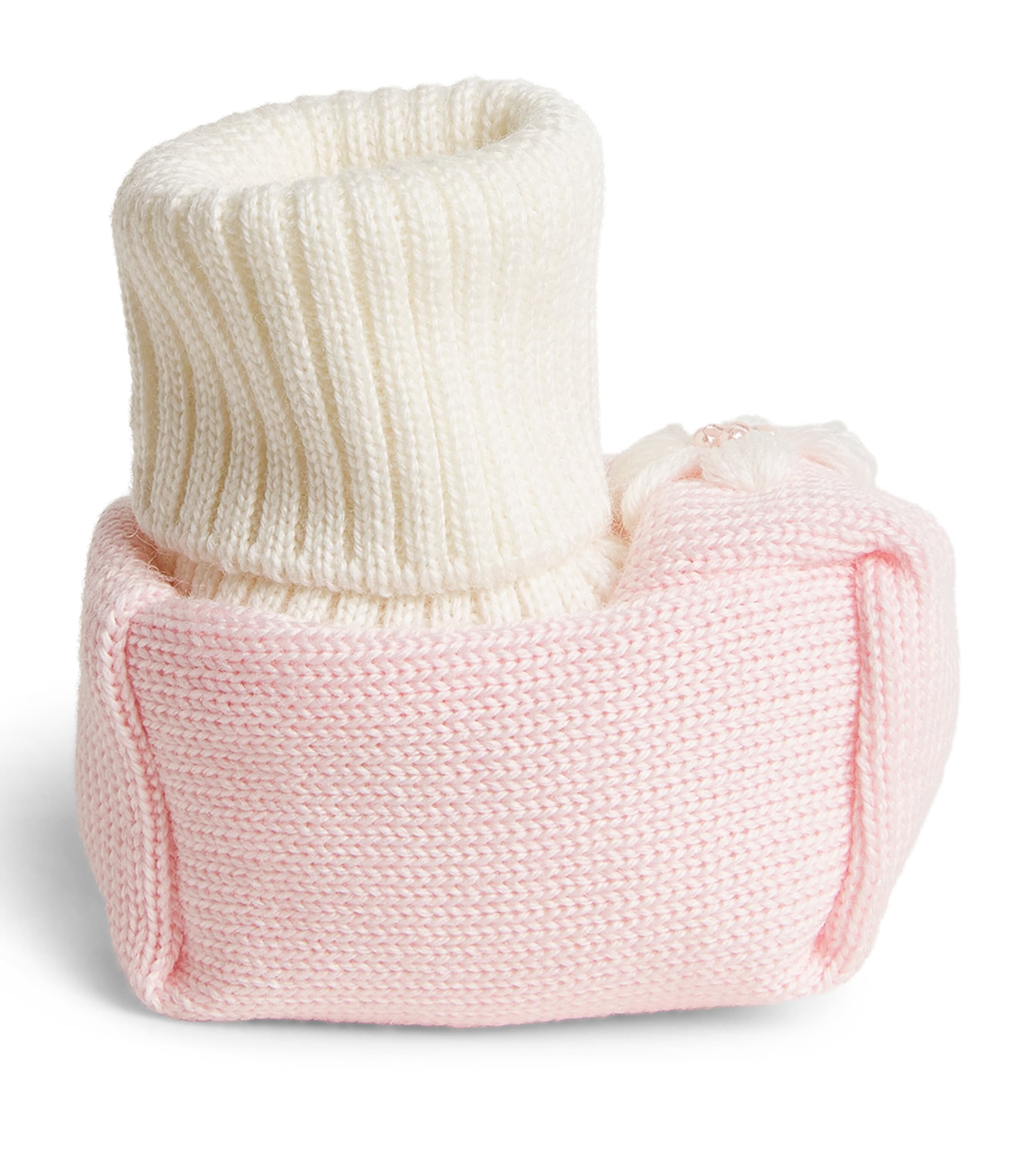 Bimbalò Kids' Knitted Flower Booties In White