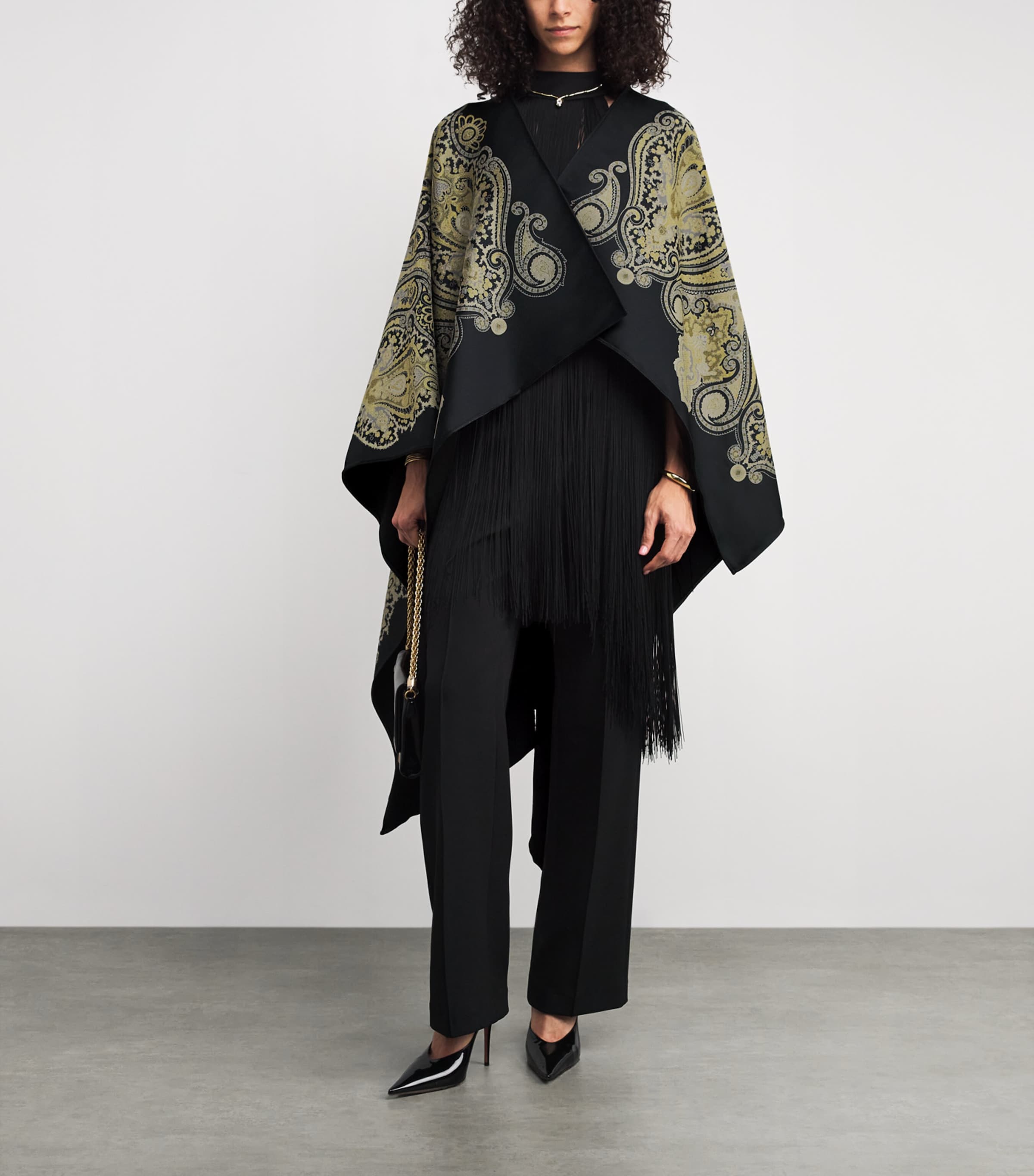 Wool-Blend Paisley Cape N0000 Image 2
