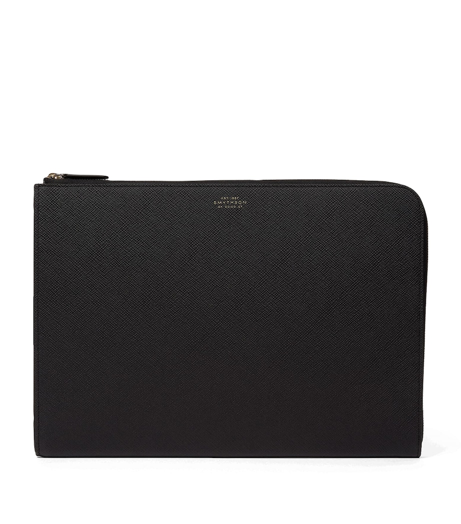 Smythson Small Panama Leather Laptop Case Black Image 1