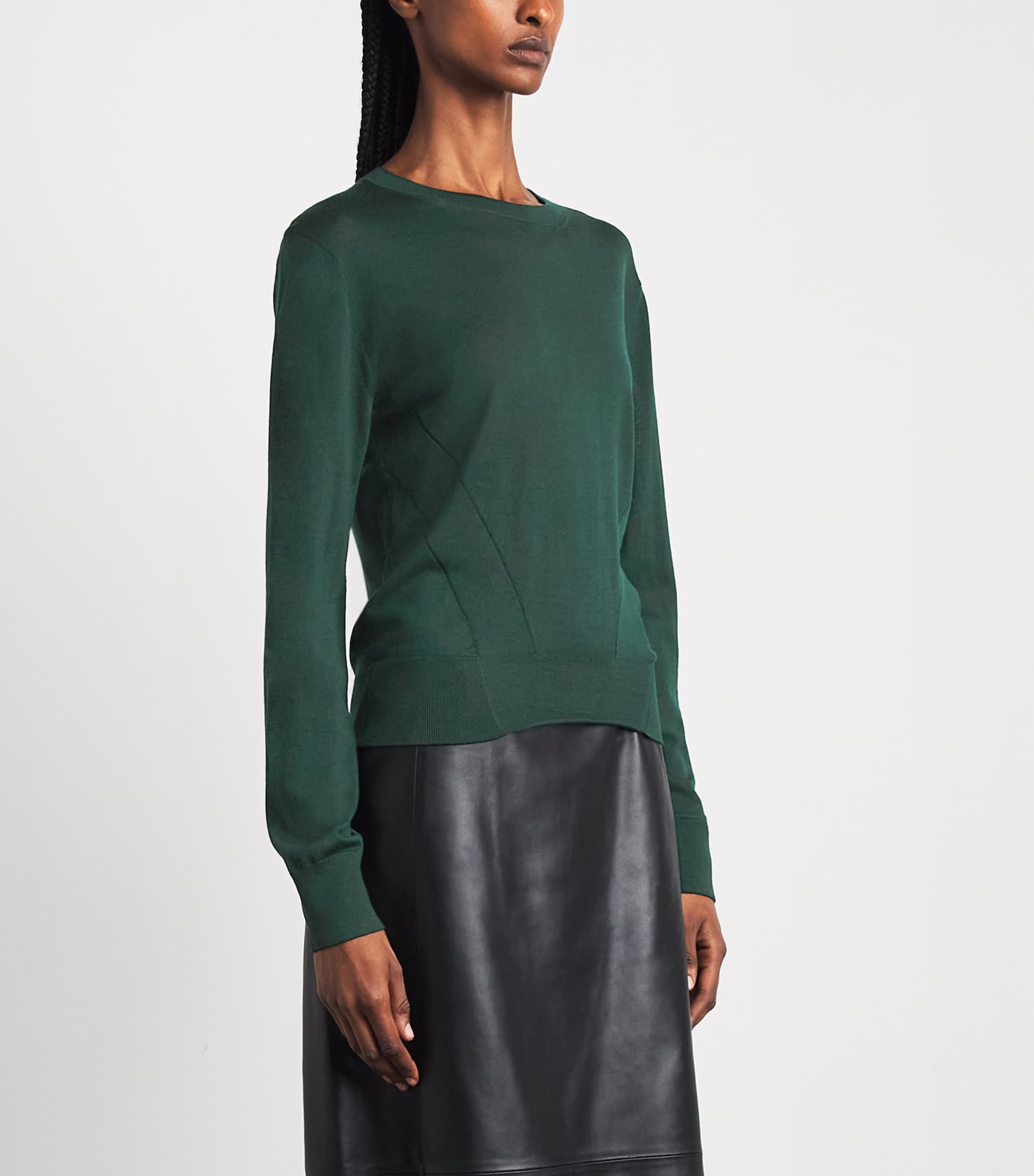 FFORME Womens Merino Wool Mitchell Sweater Evergreen Image 4