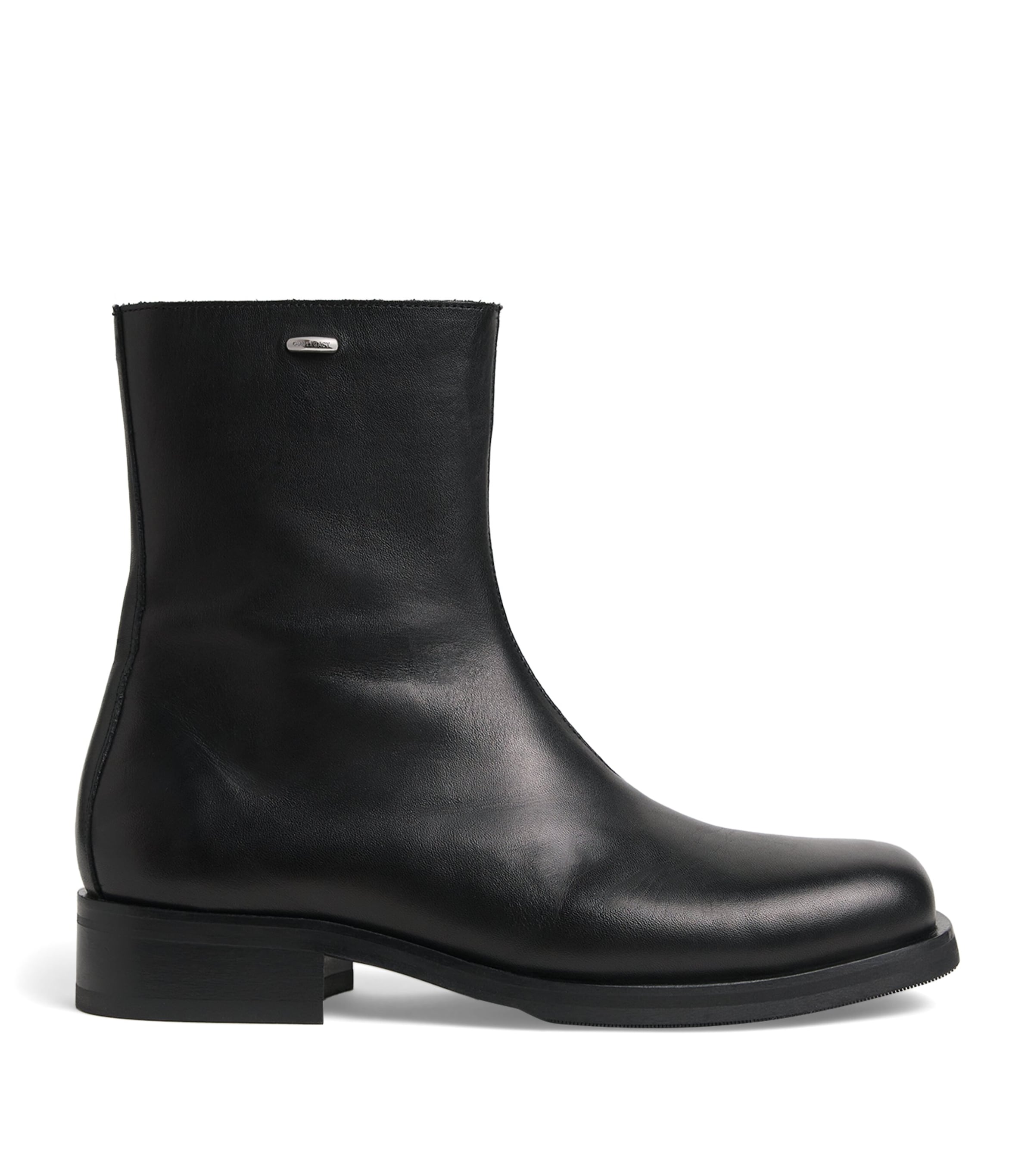Our Legacy Block Heel Round Toe Smooth Finish Boots In Black