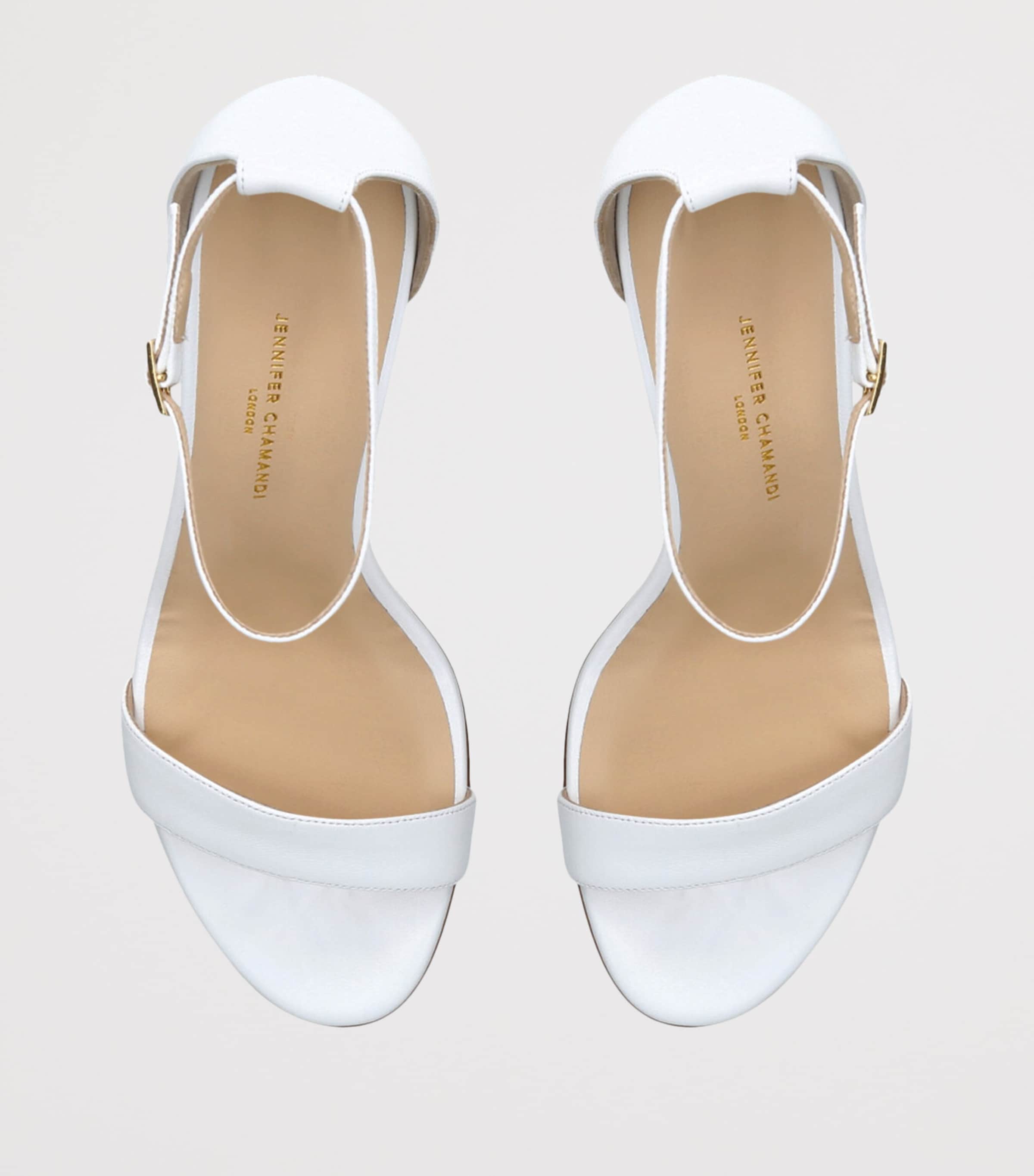 Jennifer Chamandi Leather-Raffia Massimiliano Heeled Sandals 85 White/oth Image 4