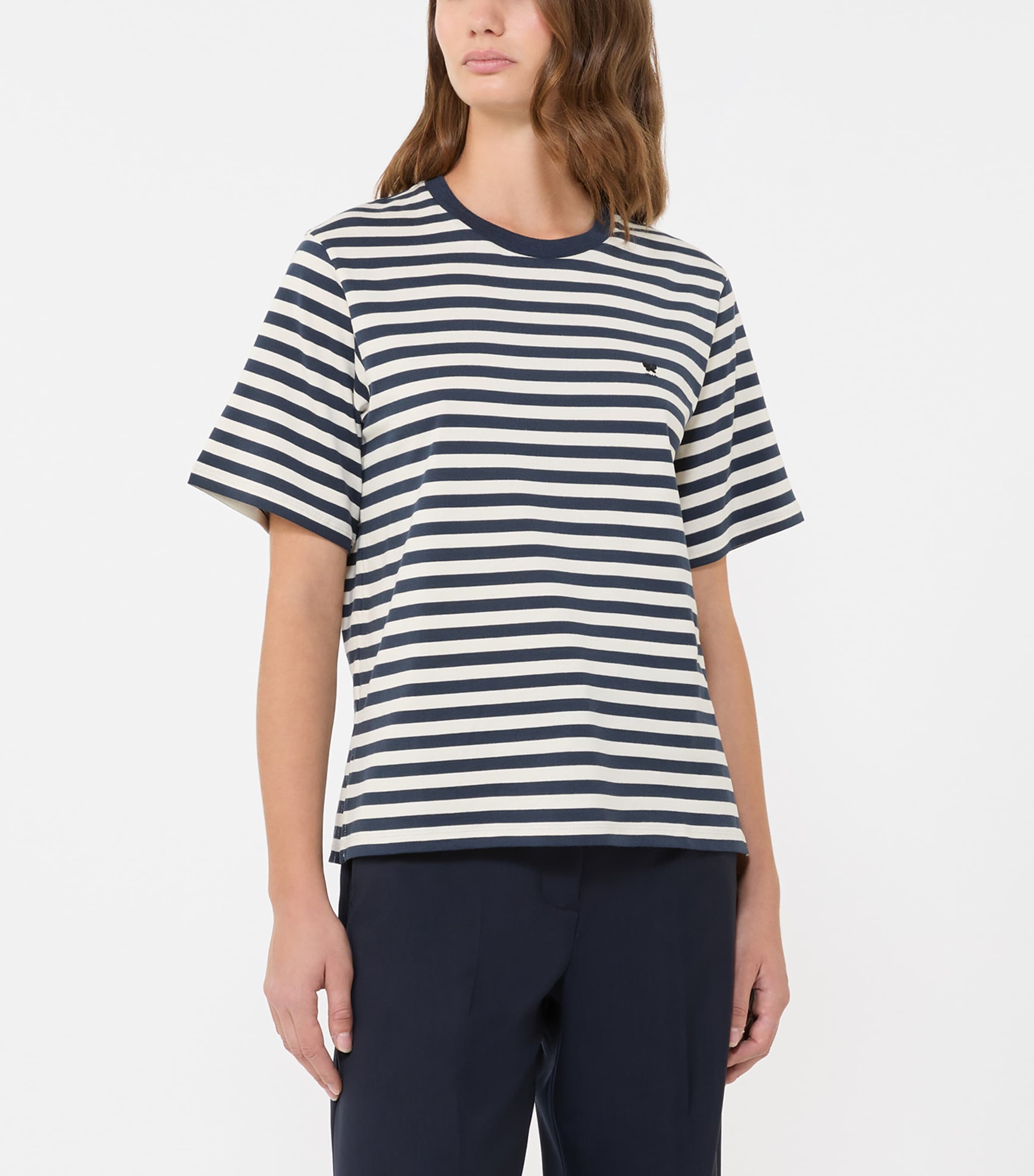 Weekend Max Mara Womens Cotton Stripe T-Shirt Ecru Image 2