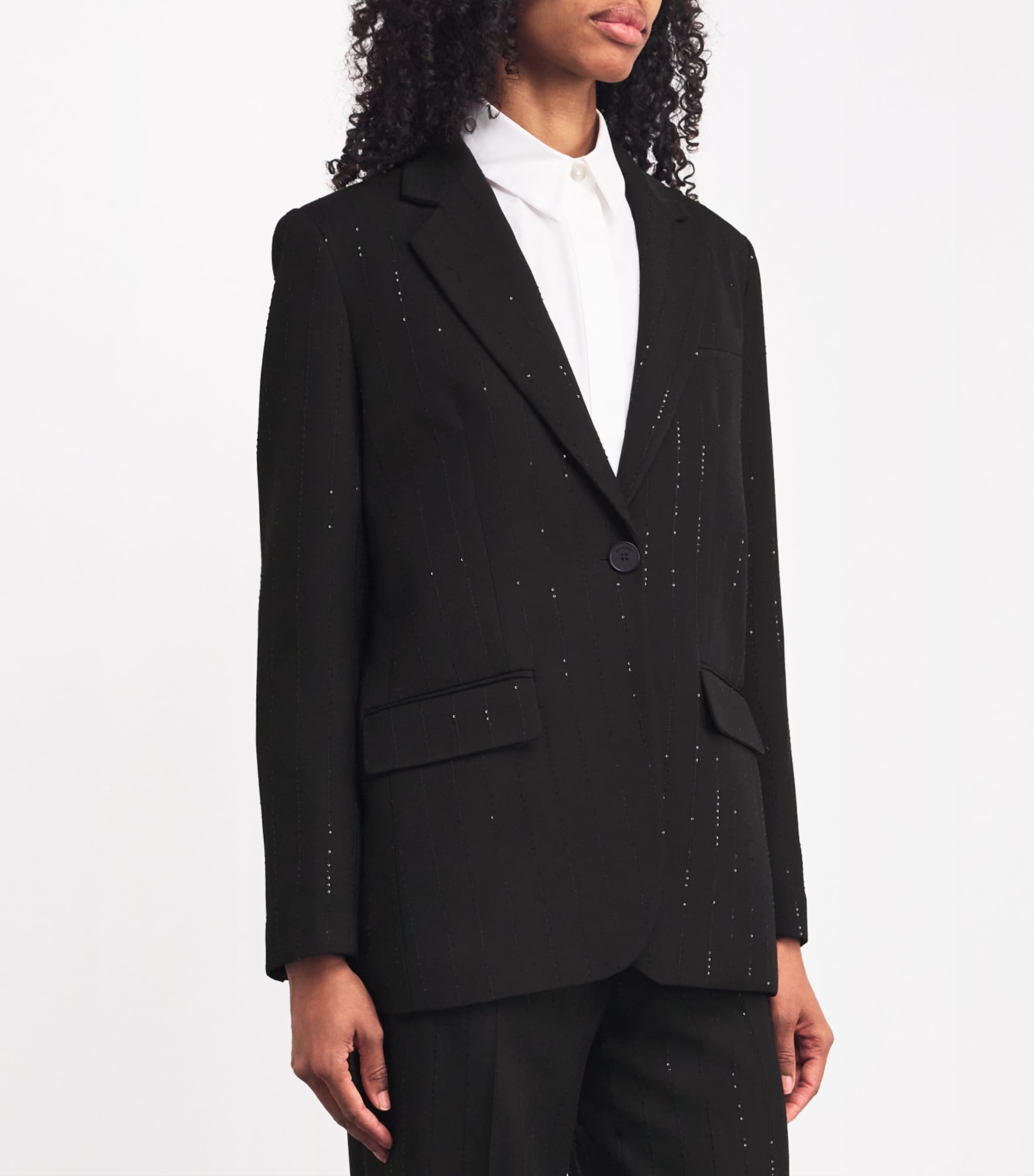 Sequin-Stripe Opera Blazer BLACK Image 3