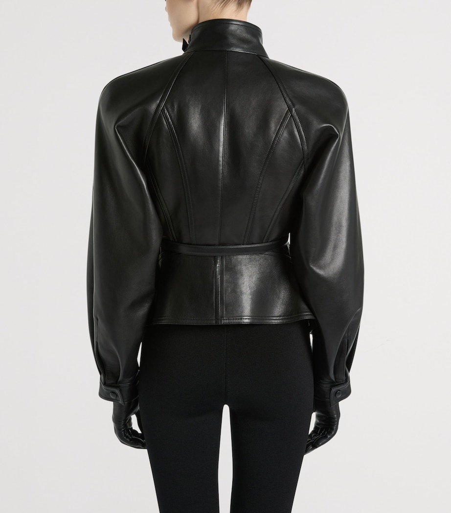 Balmain Womens Lambskin Leather Jacket Noir Image 5