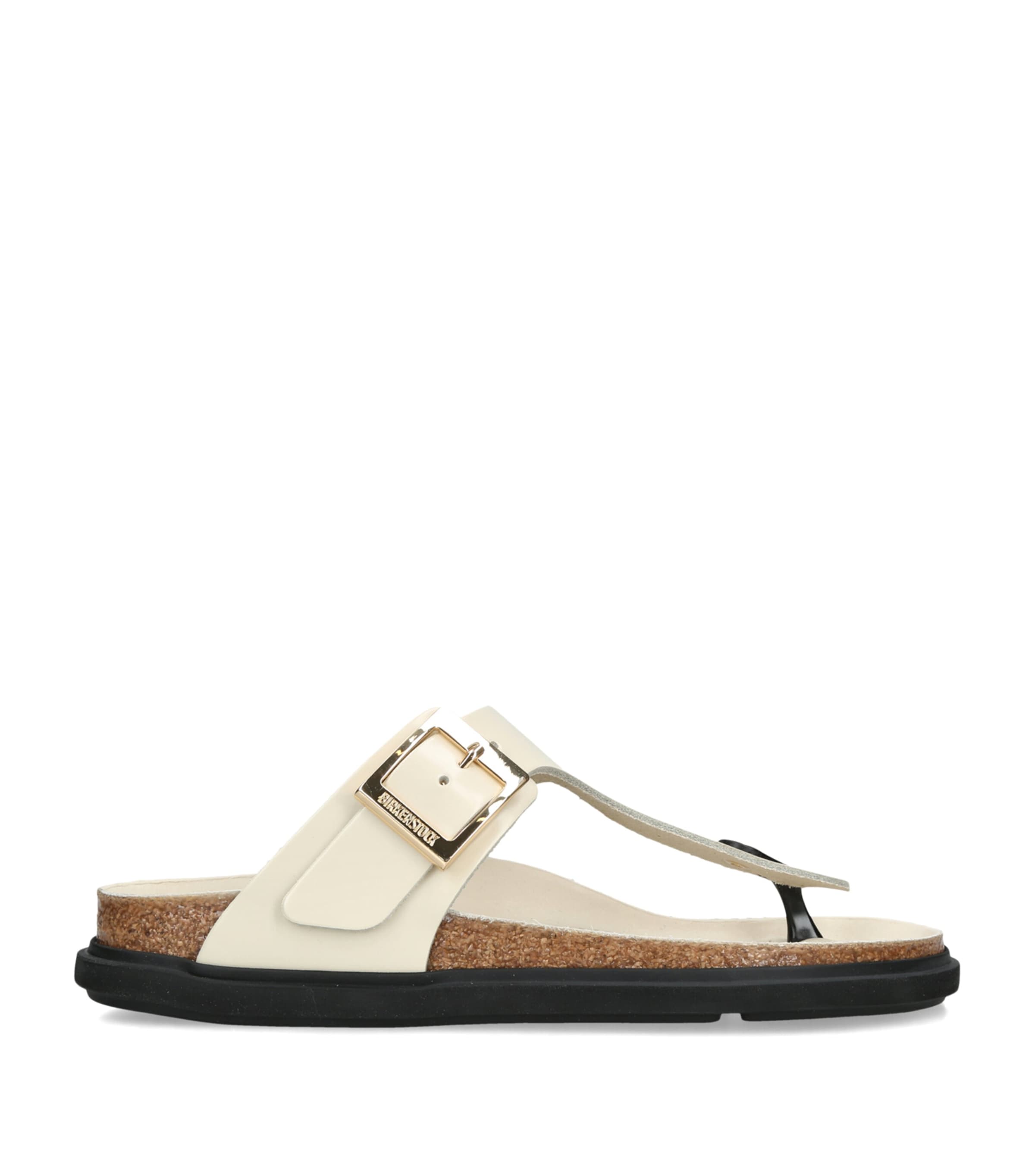 Birkenstock Patent Leather Gizeh Sandals Cream Image 1