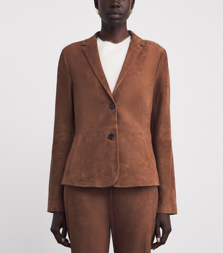 Suede Single-Breasted Blazer D3G-CARAMEL Image 3