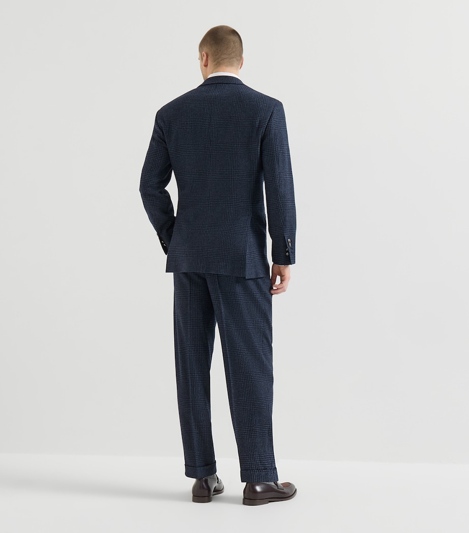 Brunello Cucinelli Mens Wool-Cashmere Prince of Wales Check 2-Piece Suit Image 4