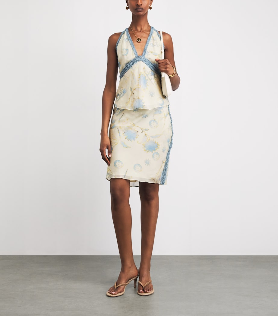 SIR. Womens Satin Floral Cecile Halterneck Top Eira Butter Image 2