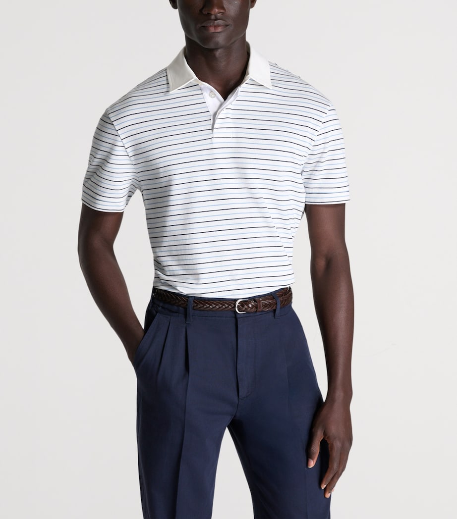 Dunhill Mens Cotton Stripe Polo Shirt Image 3