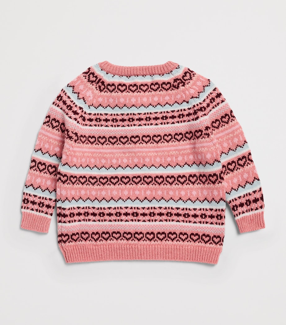 Rosie Sugden Cashmere Cardigan (3 Months - 3 Years) Dusky Pink Fairisle Image 2