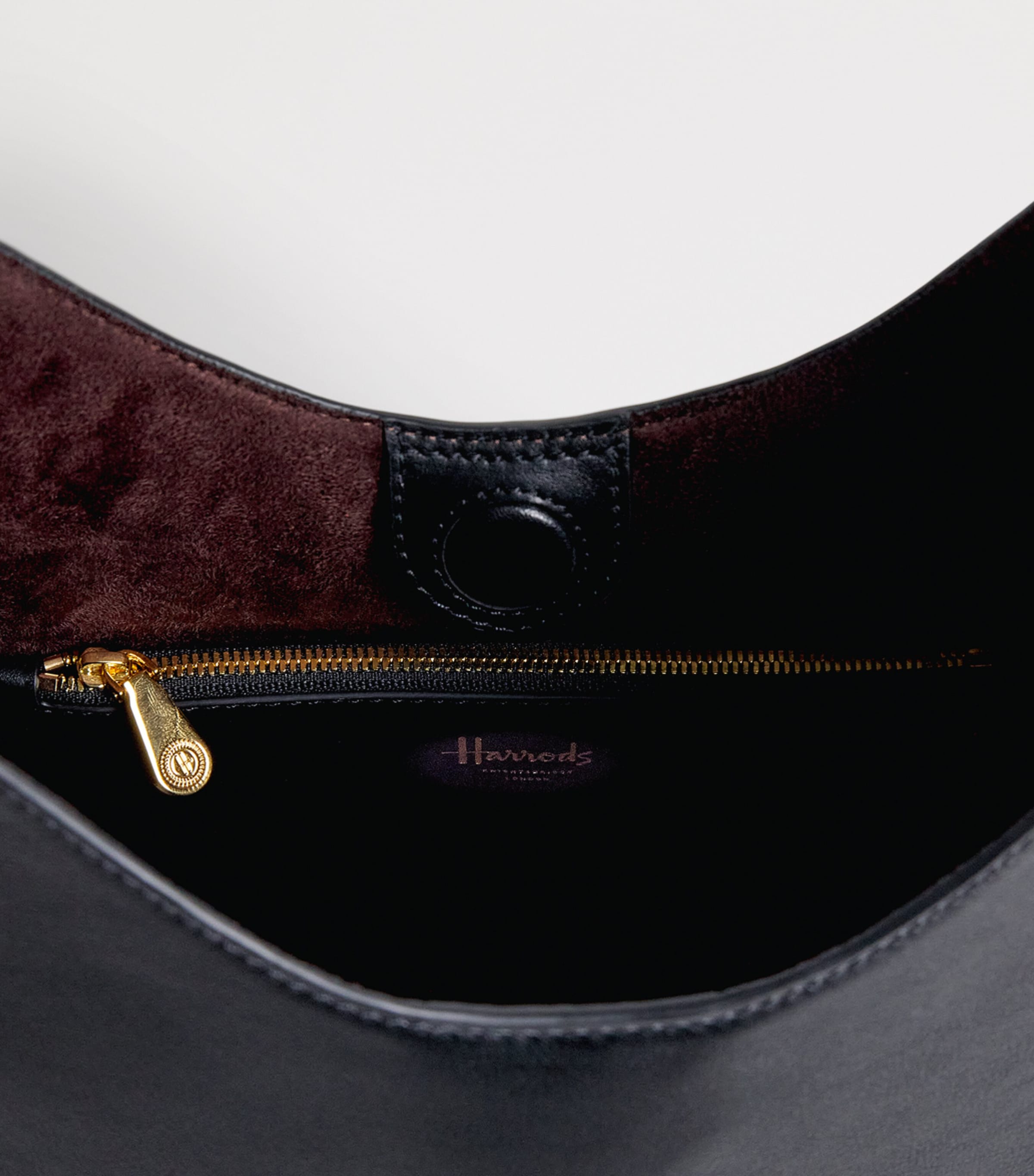 Harrods Medium Leather Penny Shoulder Bag Black Image 5