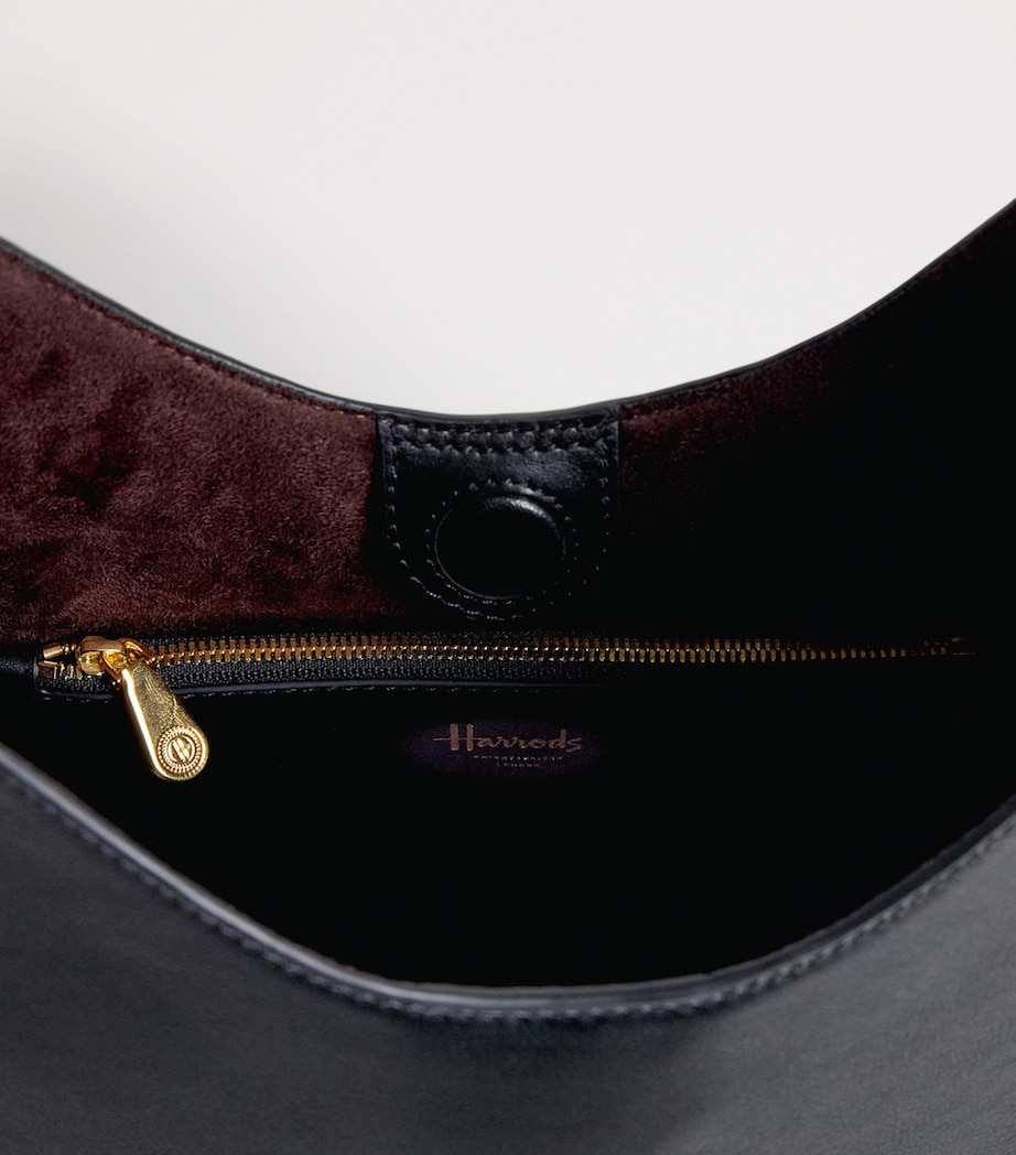 Harrods Medium Leather Penny Shoulder Bag Black Image 5