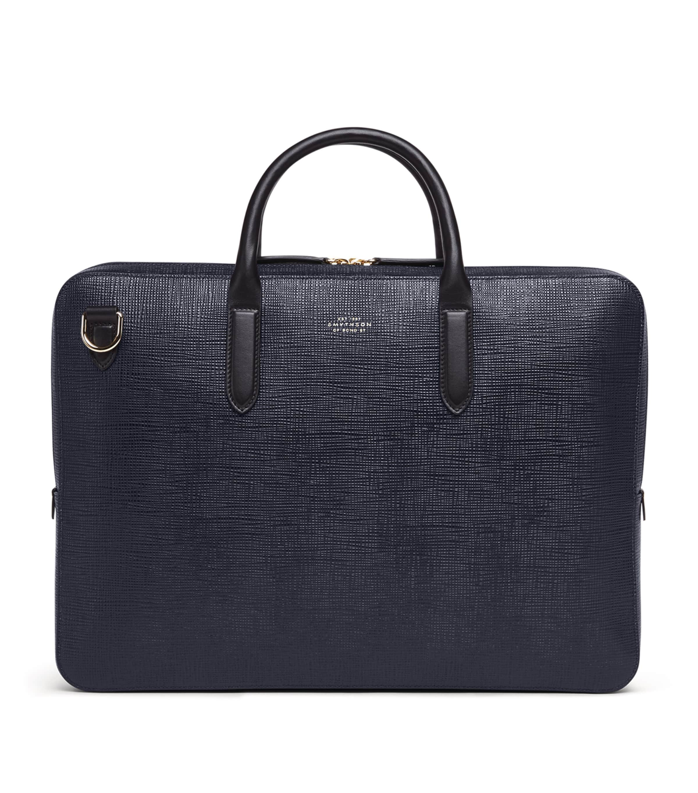 Shop Smythson Leather Panama Briefcase In Blue