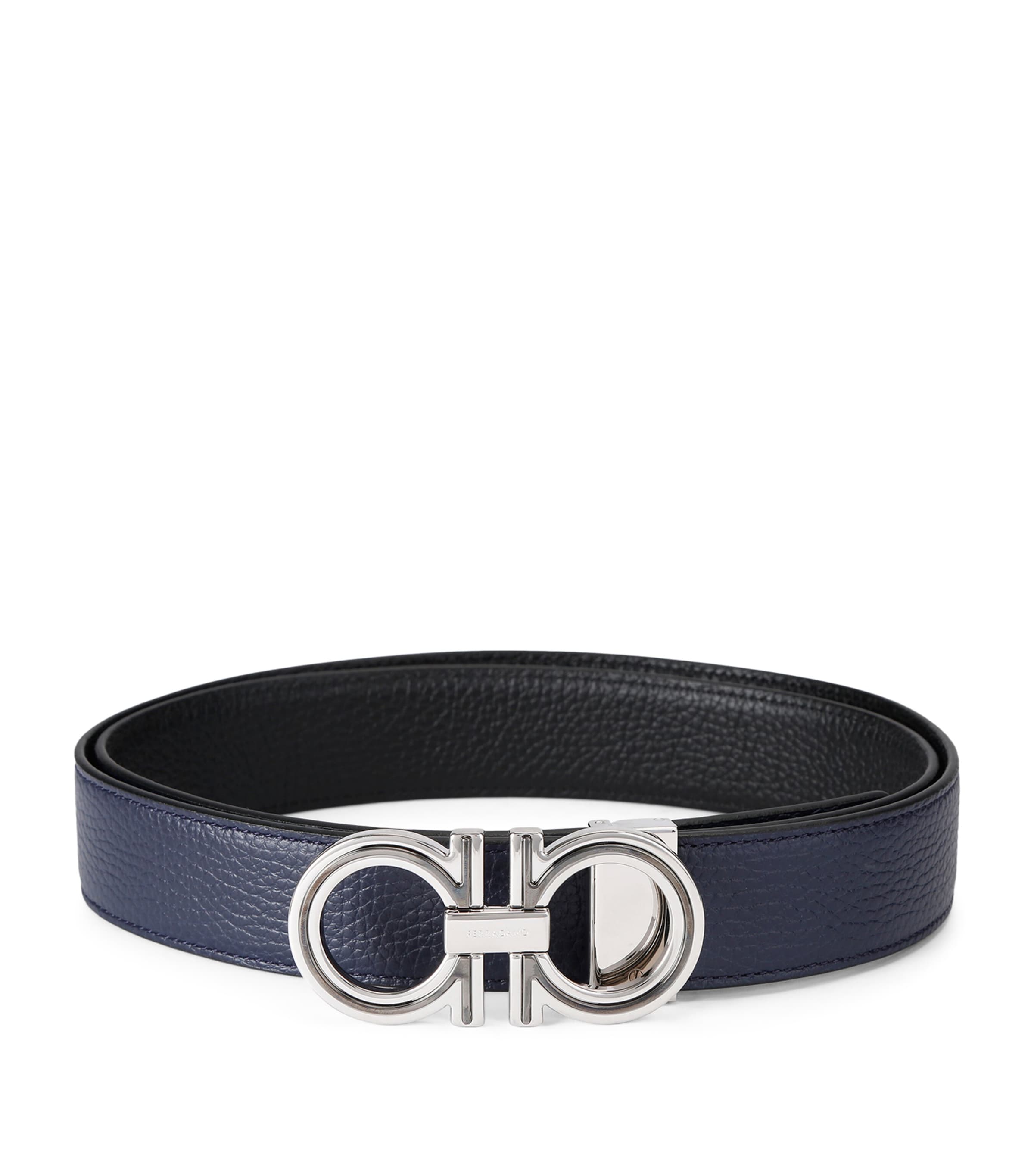 Salvatore Ferragamo Leather Double Gancini Belt Black Image 1