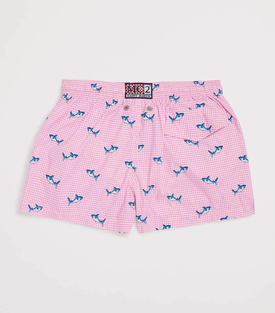 Mc2 Saint Barth Kids Printed Jean Lighting Swim Trunks (2-14 Years) Malie Micro Vichy Image 2