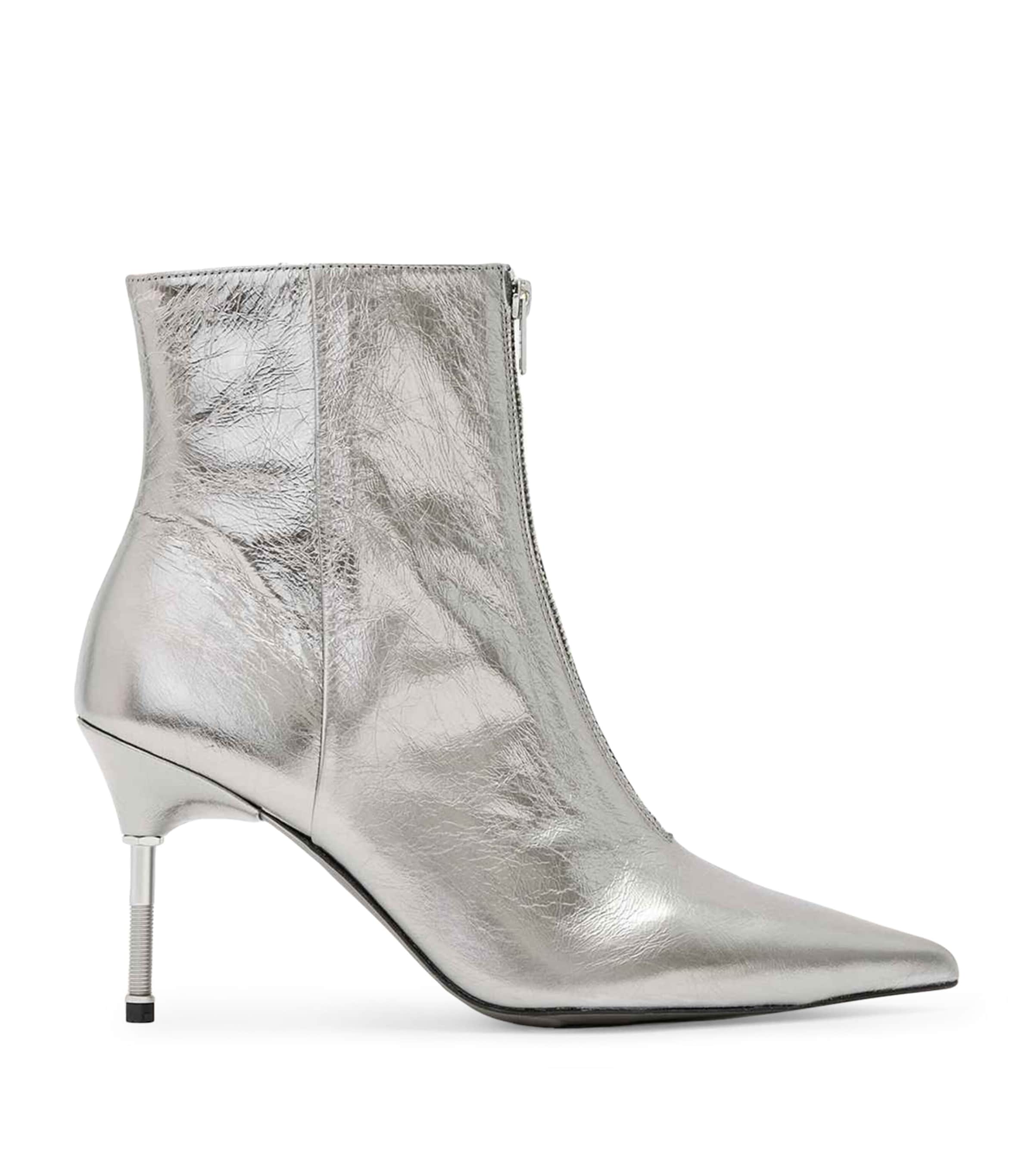 AllSaints Metallic Natasha Ankle Boots 88 Gunmetal Grey Image 1