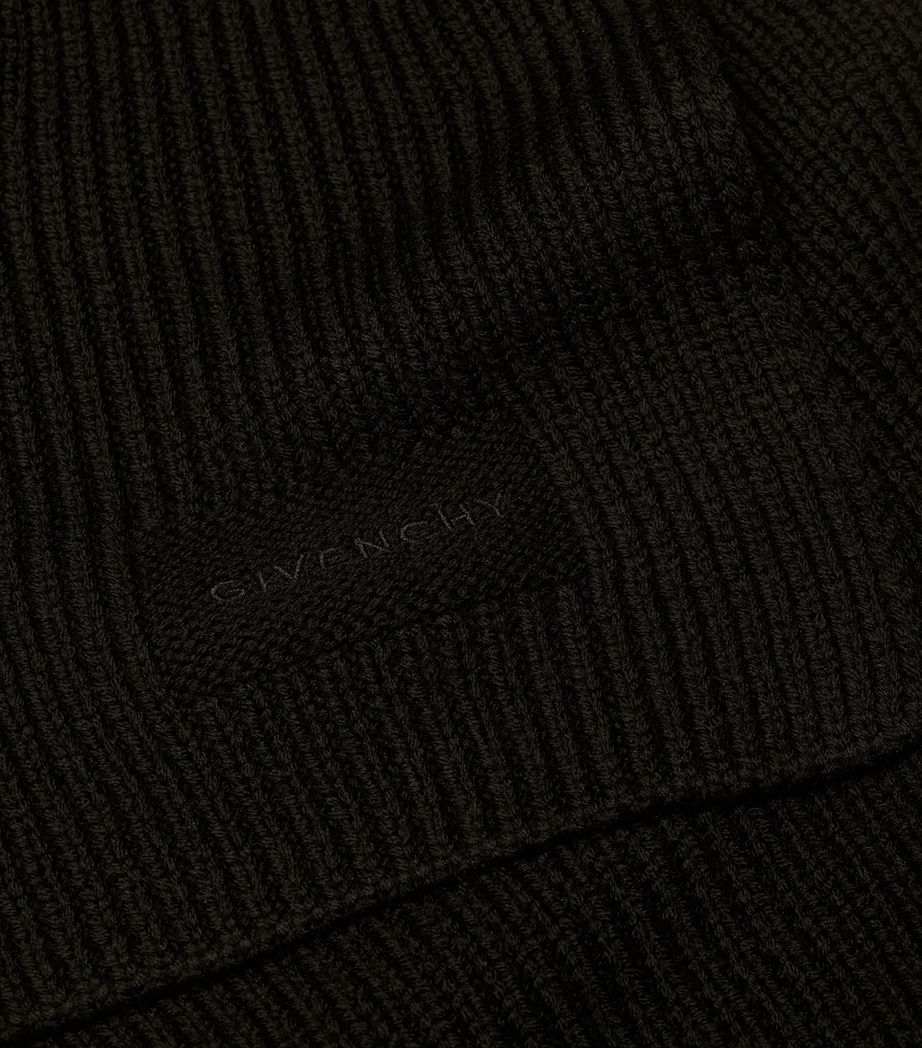 Wool Rib-Knit Scarf BLACK Image 2