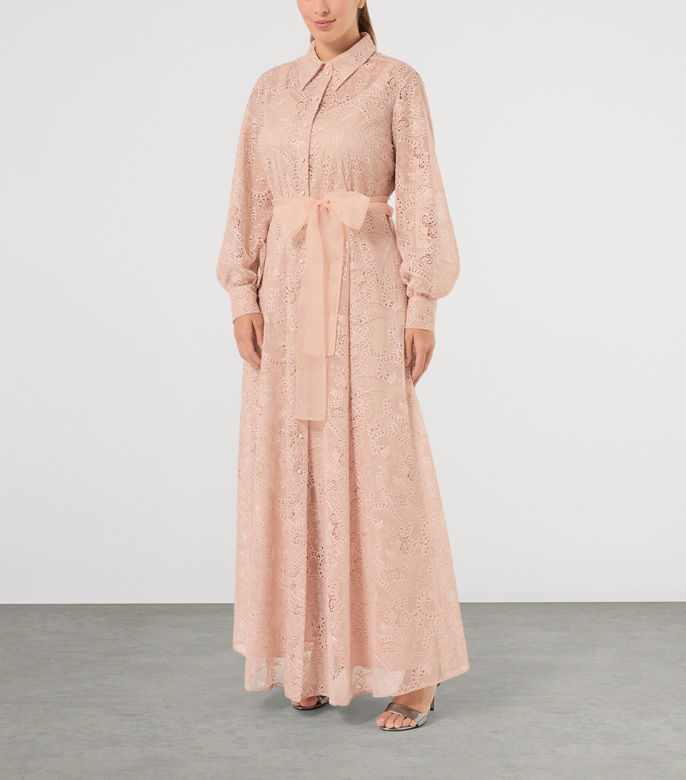 Marina Rinaldi Womens Embroidered Maxi Shirt Dress Skin Image 3
