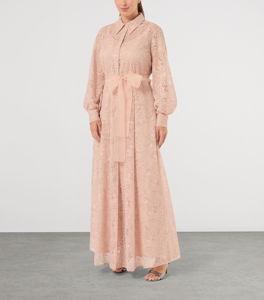 Marina Rinaldi Womens Embroidered Maxi Shirt Dress Skin Image 3