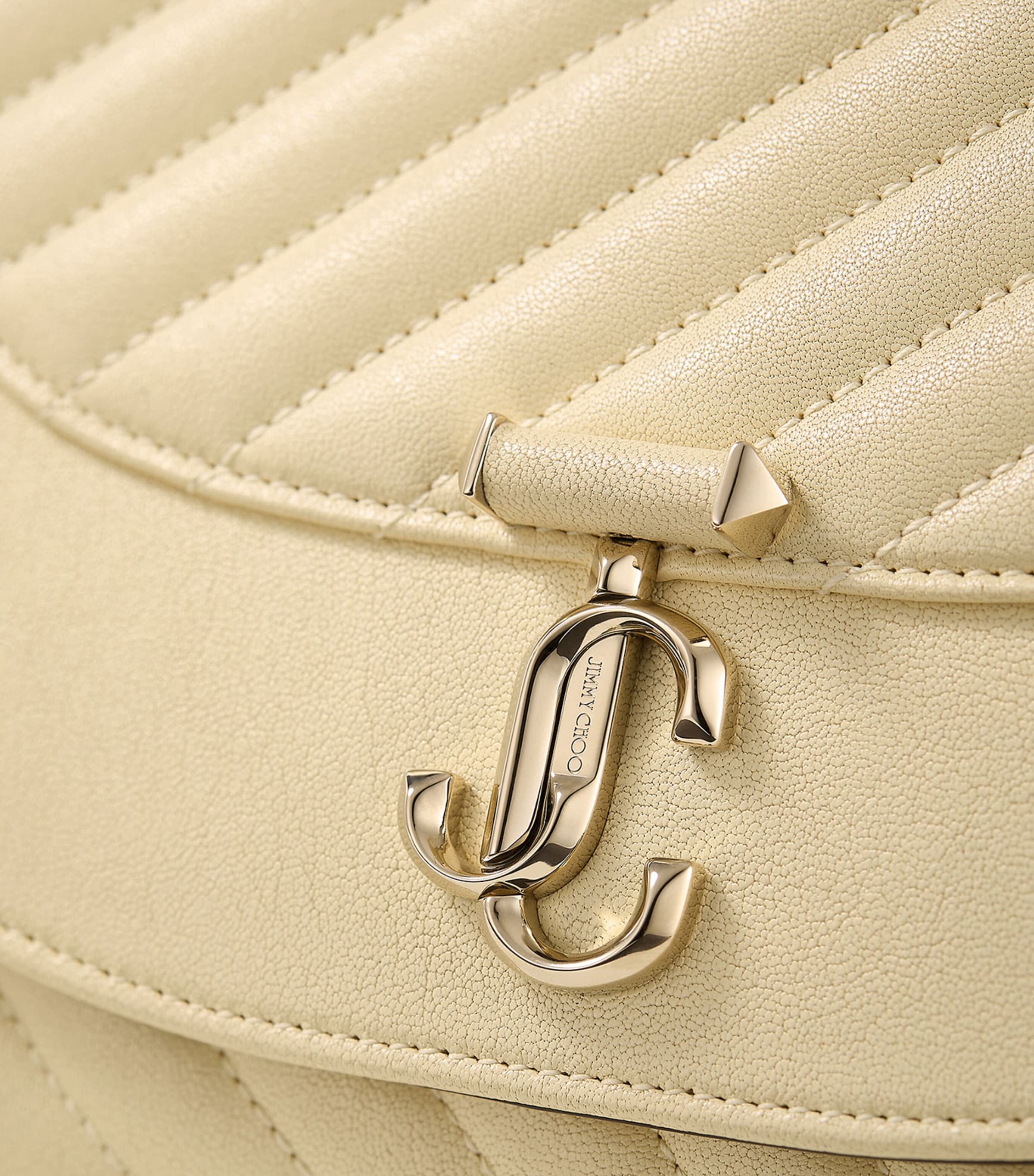 Leather Curve Clutch Bag BUTTERMILK/SHINY GOL Image 3