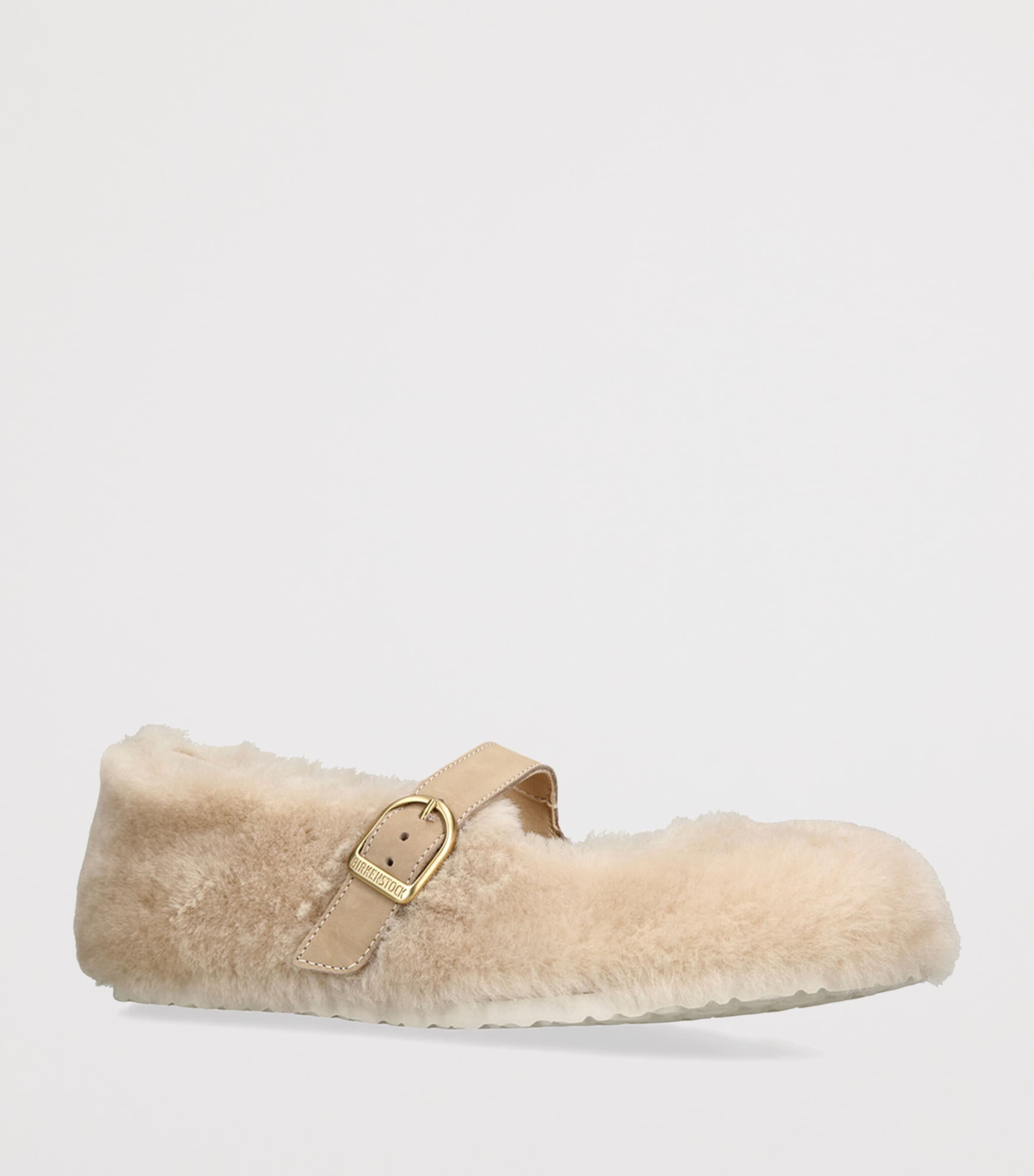 Birkenstock Shearling Santa Clarita Ballet Flats (Regular Fit) Cream Image 2
