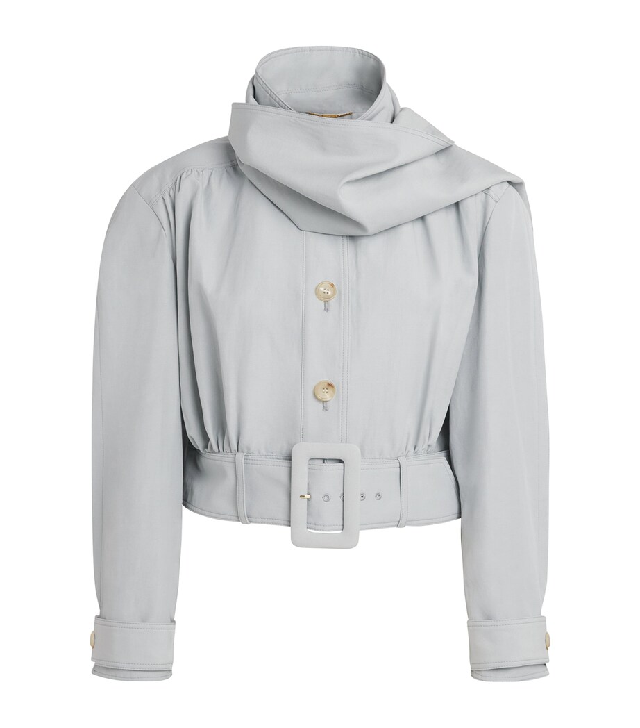Chloé Womens Scarf-Effect Jacket Storm Grey Image 1