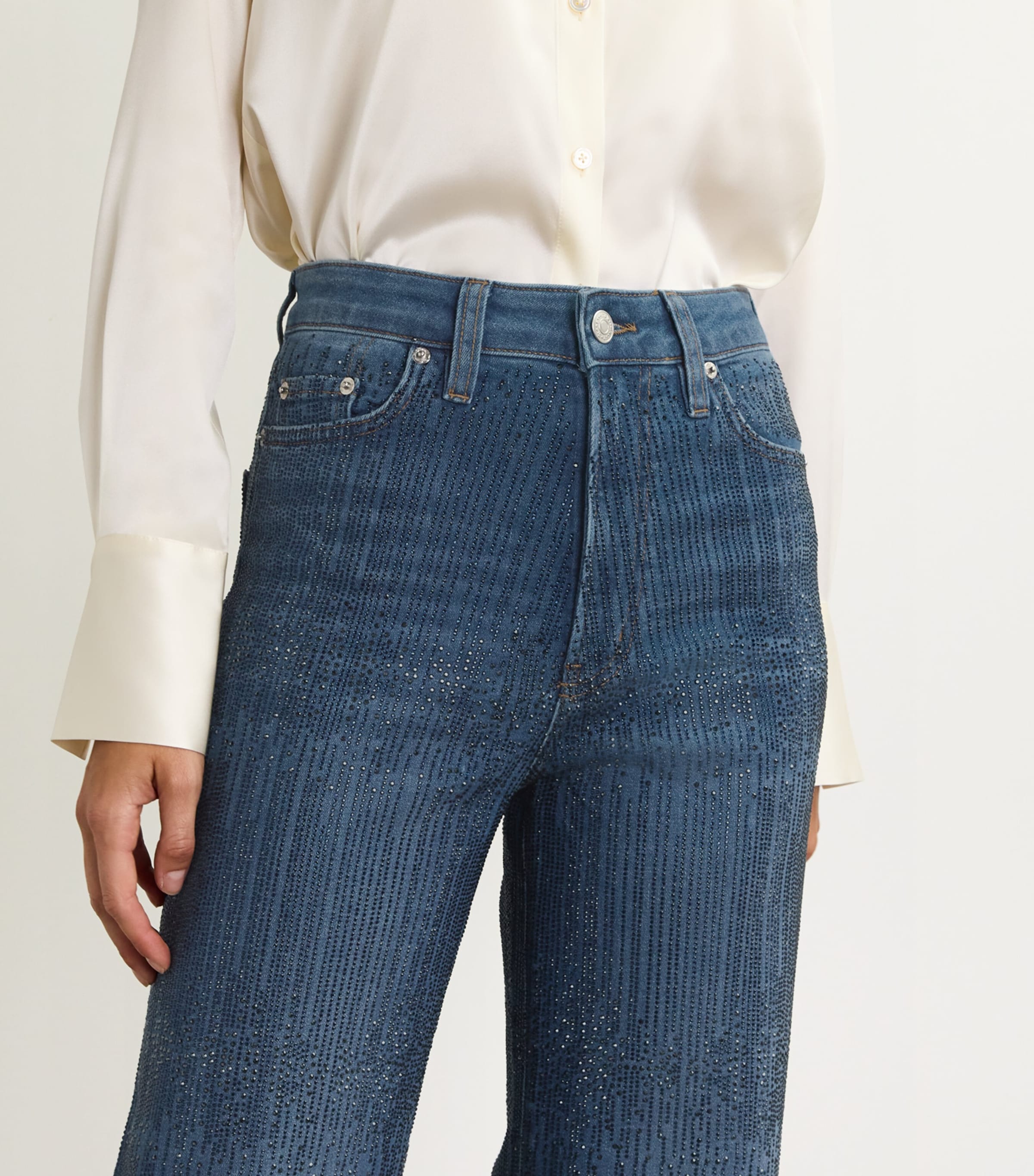 Embellished Wide-Leg Jeans BLUE Image 6