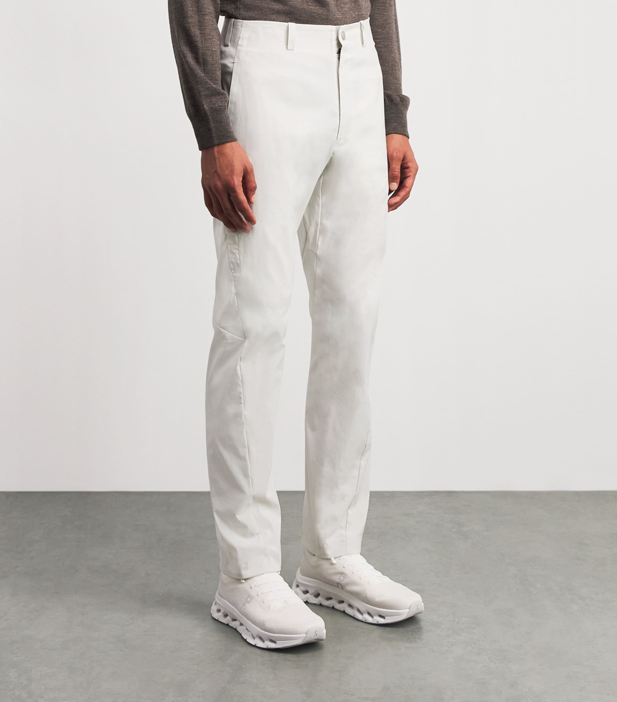 Alba Mens Cotton-Blend Techno Trousers Ivory Image 4