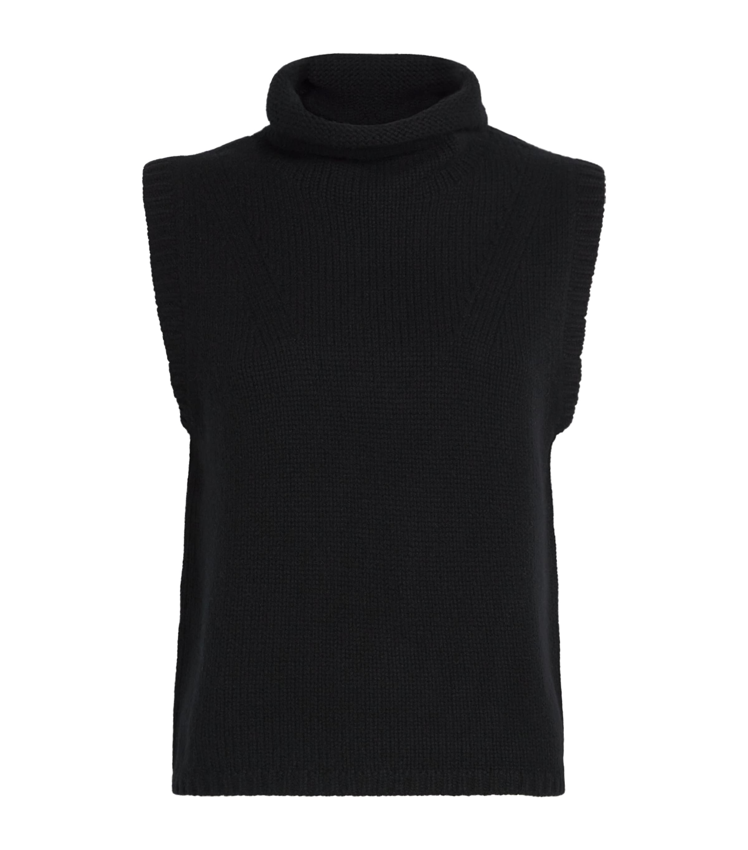 Me+em Cashmere Rollneck Sweater Vest In Black