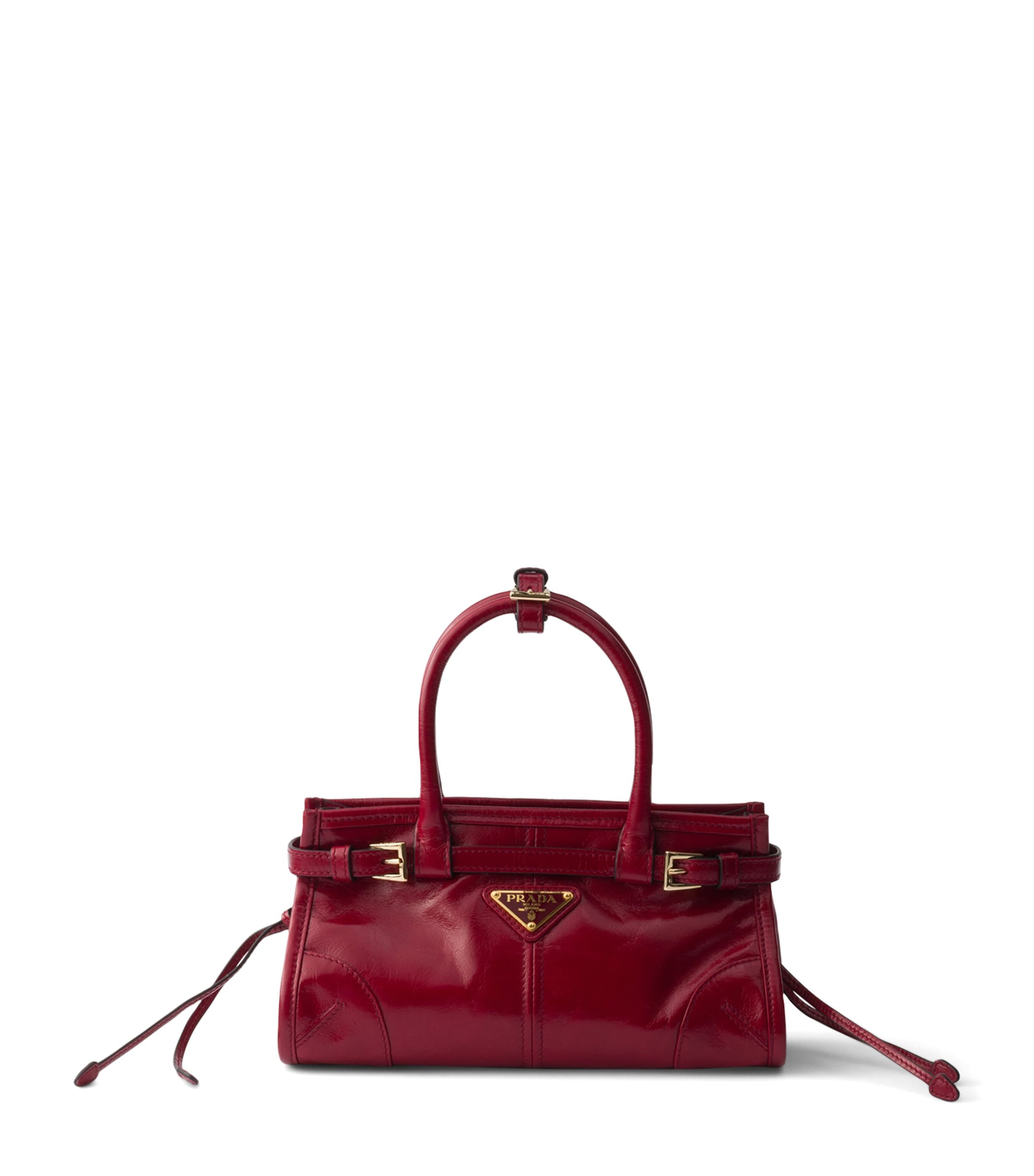 Prada Mini Leather Bonnie Top-Handle Bag Red Image 1