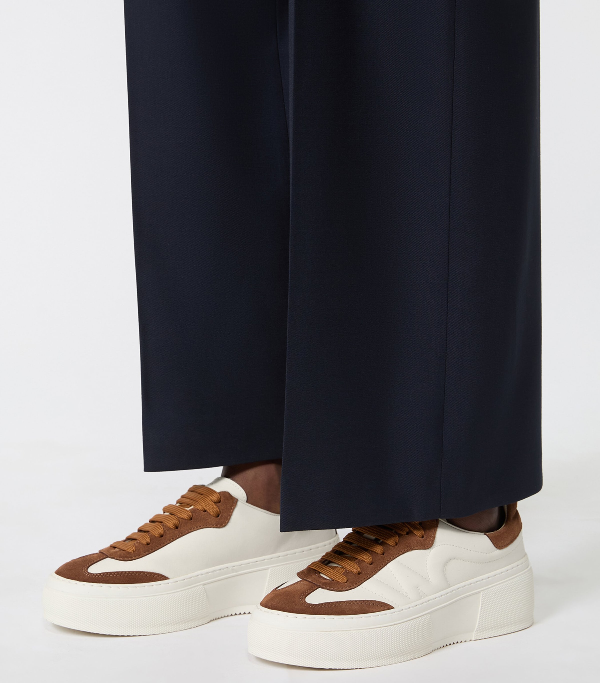 Weekend Max Mara Leather Platform Sneakers Tobacco Image 2