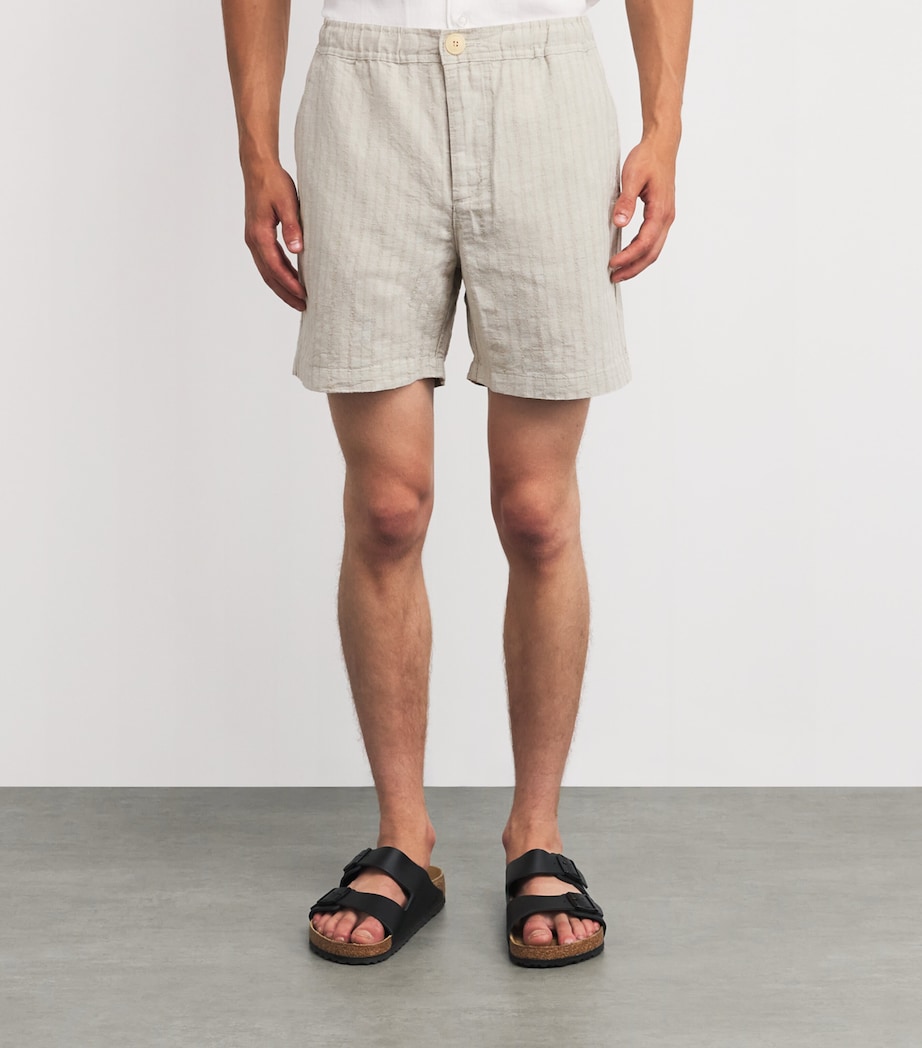 Linen Cotton-Blend Stripe Shorts SAND Image 3