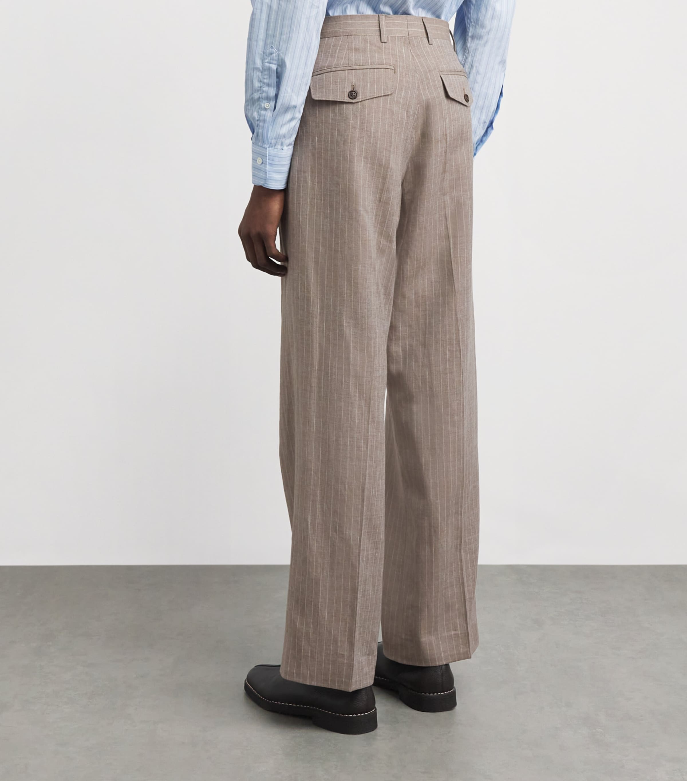 Sunflower Mens Linen-Wool Stripe Trousers Pleater Trouser Image 5