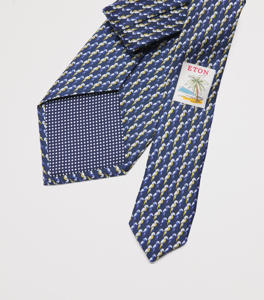 Silk Mini Parrots Tie 27 DARK BLUE Image 3
