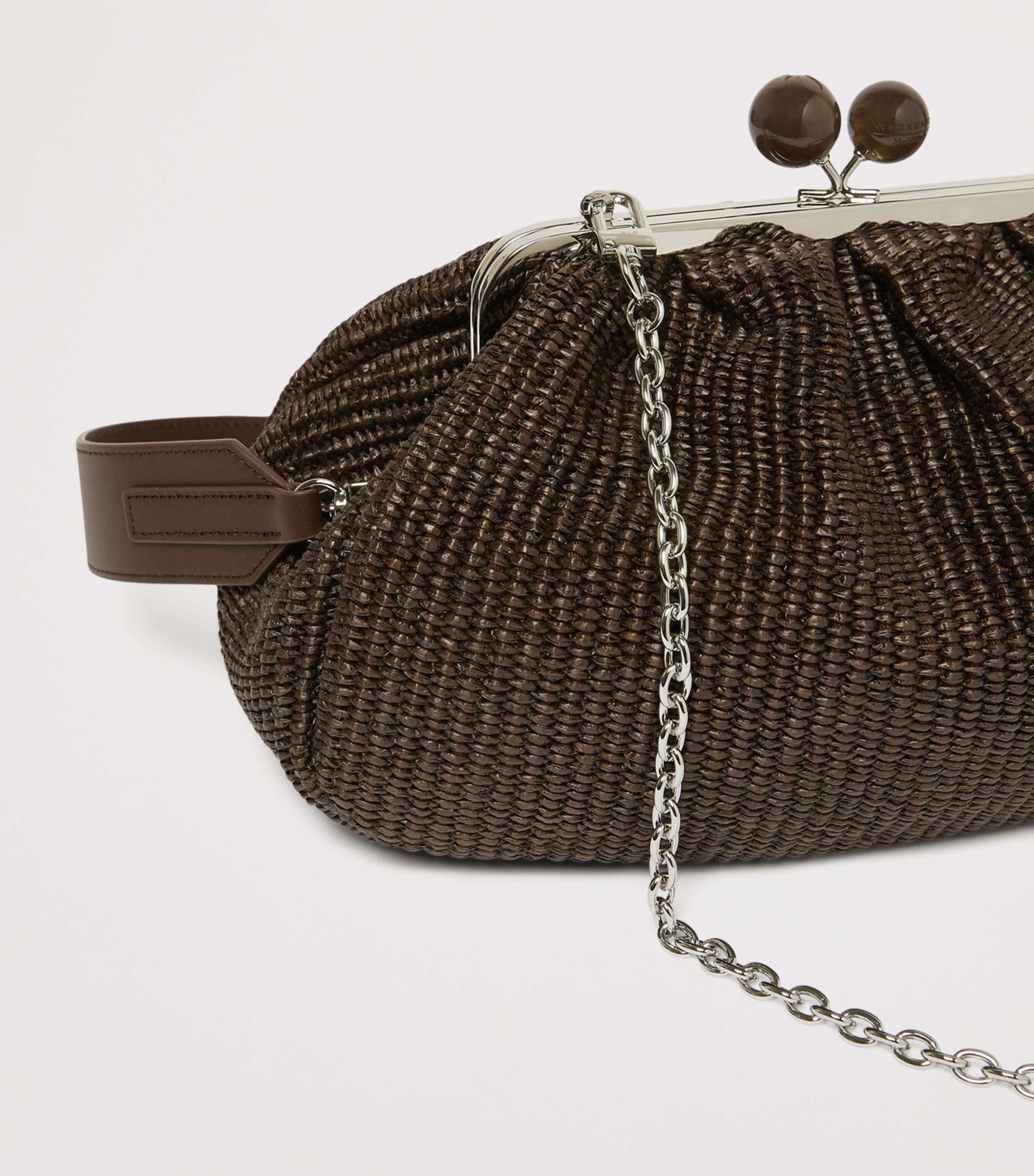 Weekend Max Mara Woven Pasticcino Clutch Bag Dark Brown Image 5