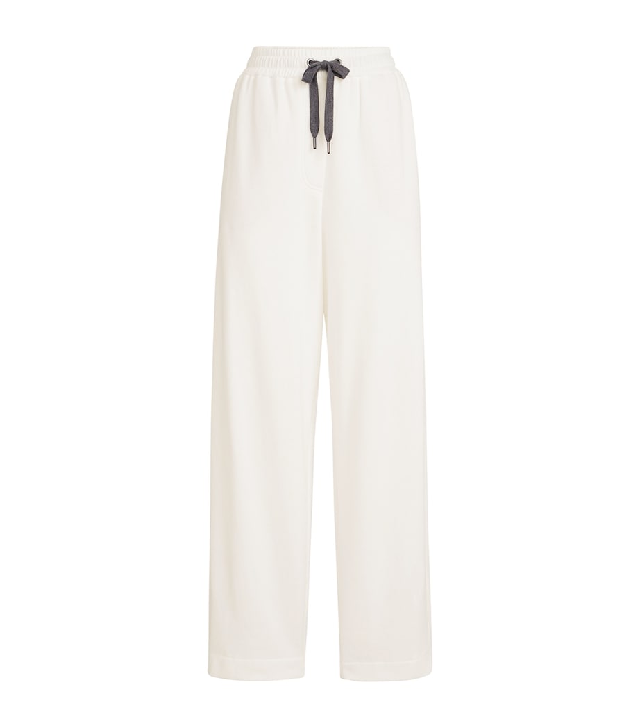 Brunello Cucinelli Womens Piqué Drawstring Straight Trousers White Image 1