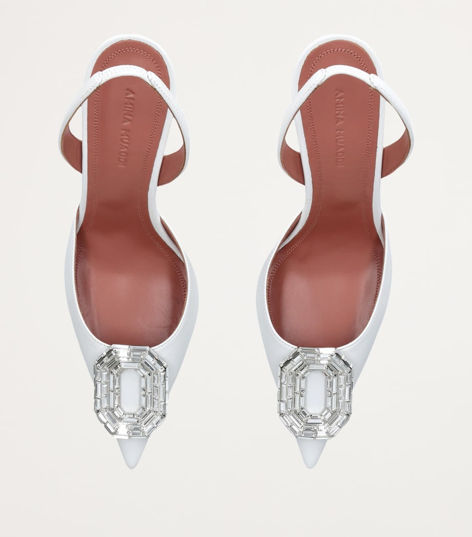Leather Camelia Slingback Pumps 90 WHITE Image 4
