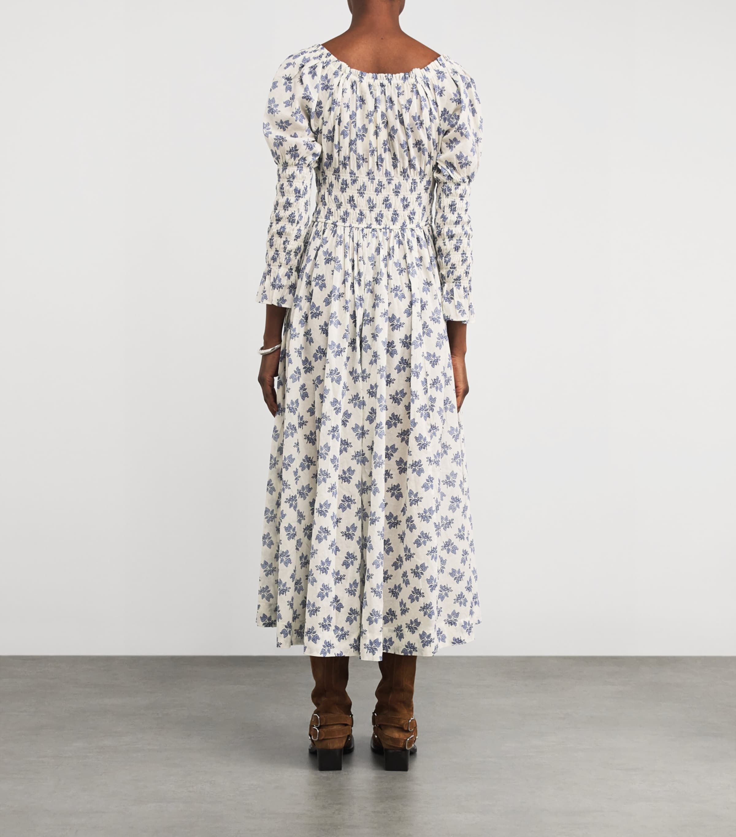 Cotton Floral Kaira Midi Dress CREME POMEGRA BLOOM Image 3