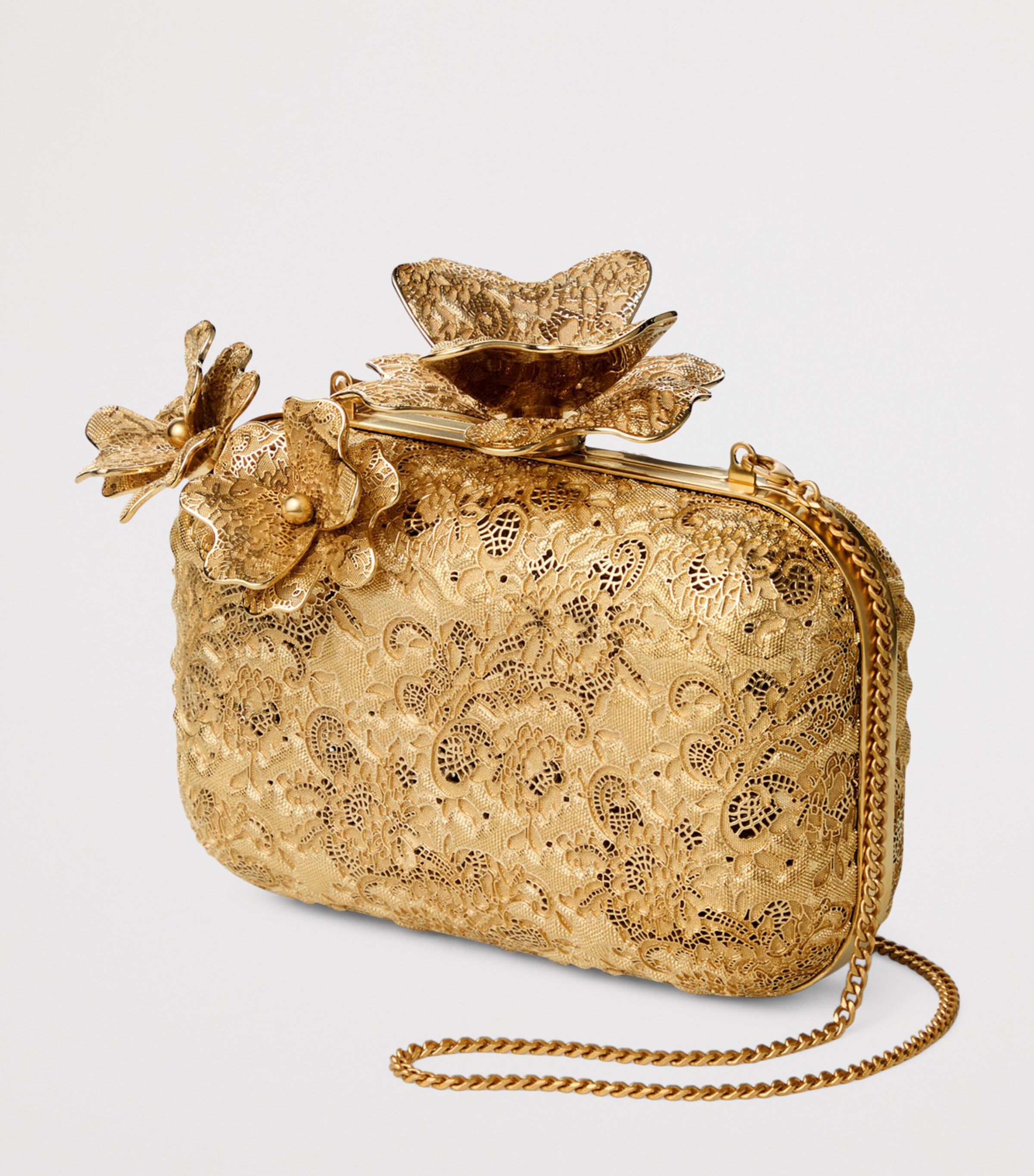 Jimmy Choo Cloud Metal Lace Clutch Bag Gold Image 3