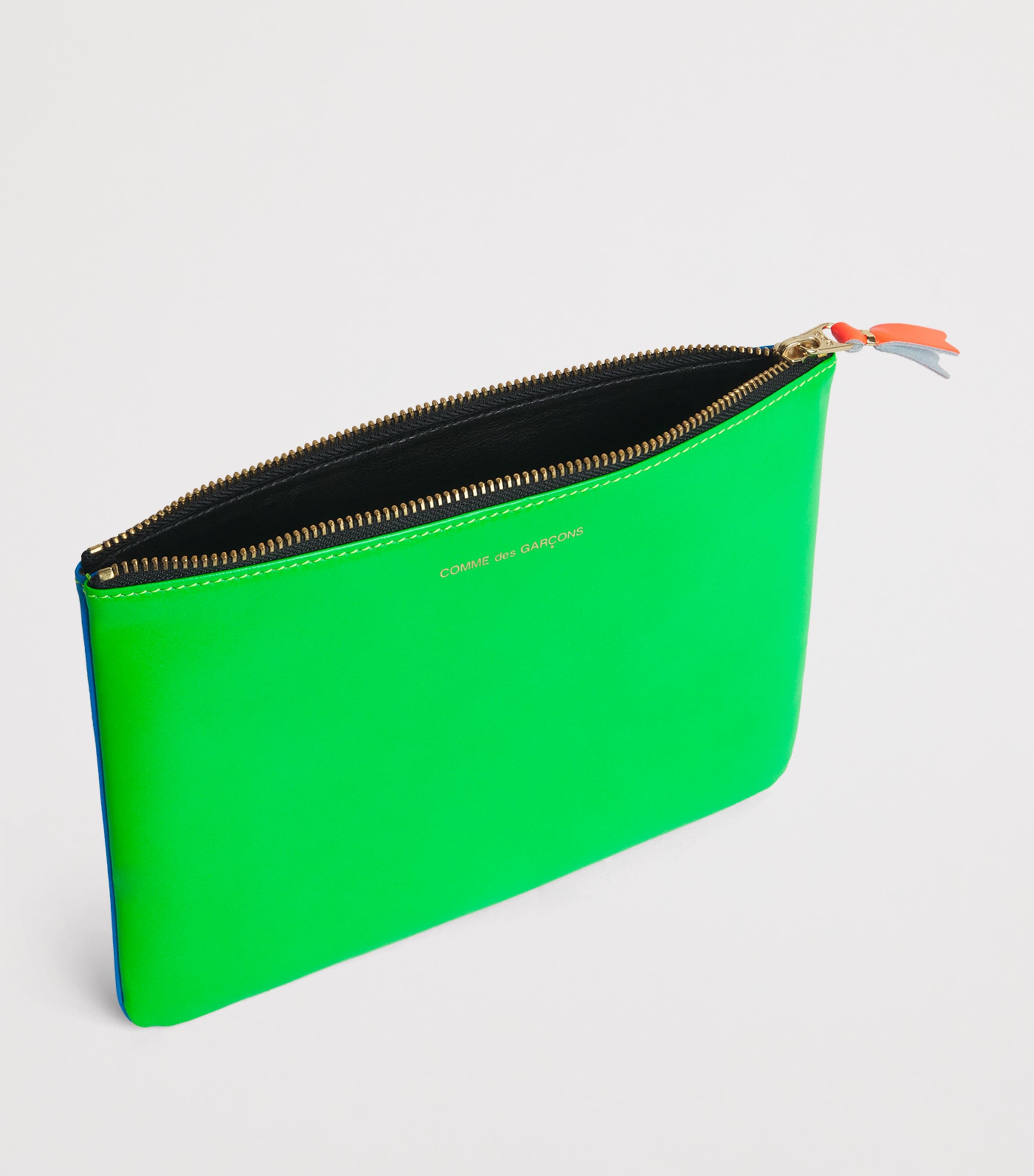 Comme Des Garçons Wallet Large Leather Super Fluo Pouch Blue/green Image 3