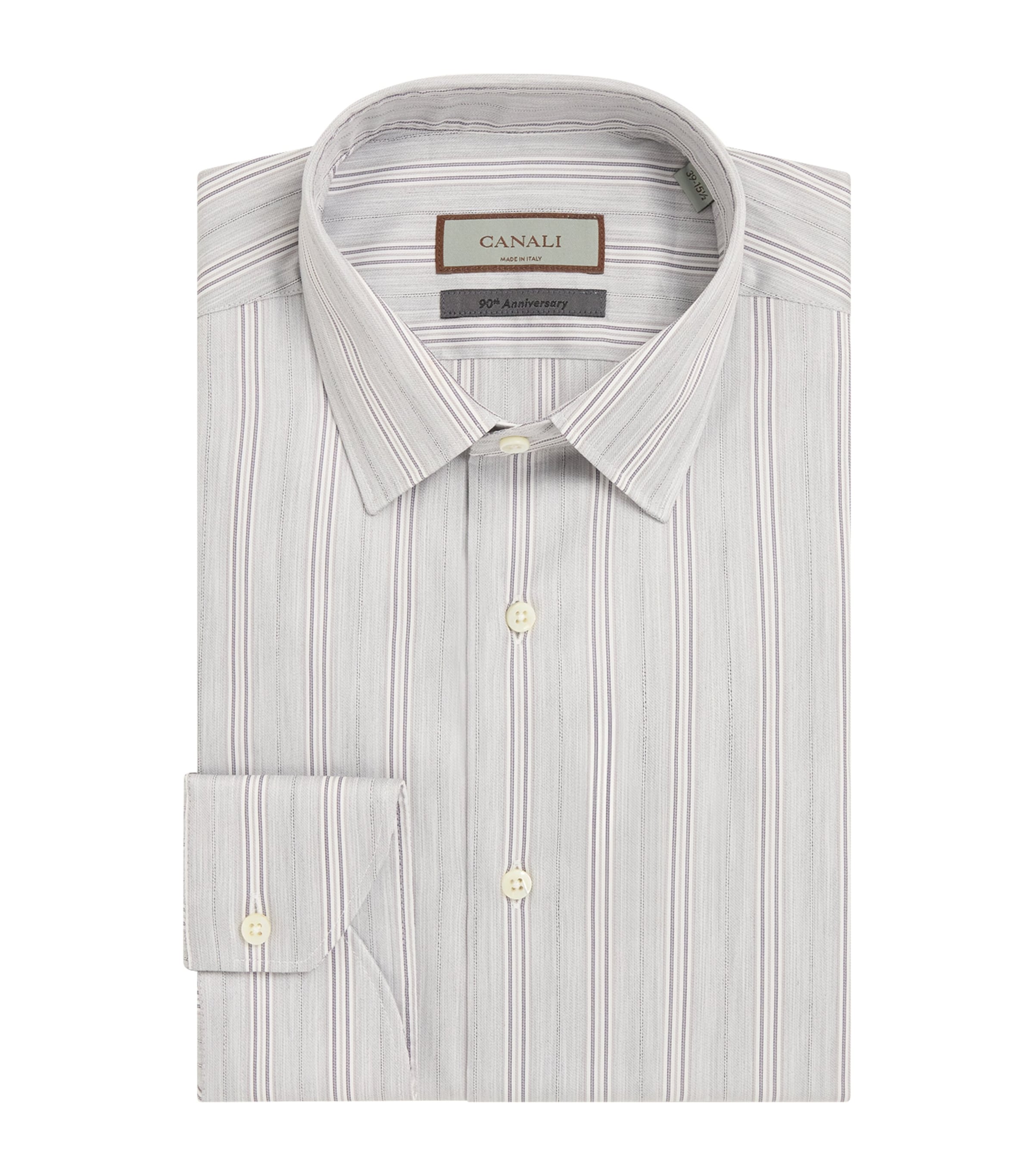 Shop Canali Cotton Striped Shirt In Grey