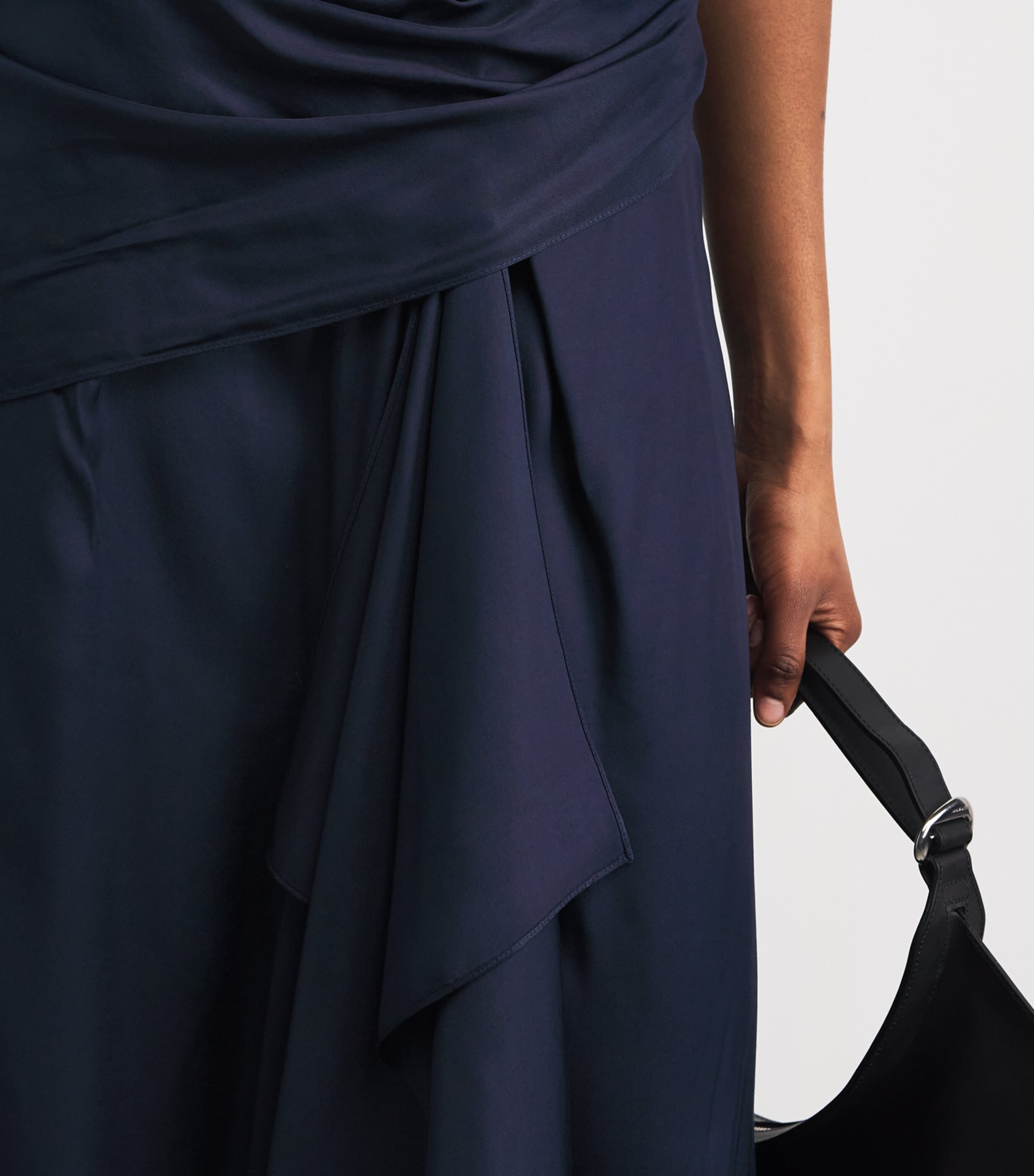 Brandon Maxwell Womens The Marin Scarf Midi Dress Navy Image 5