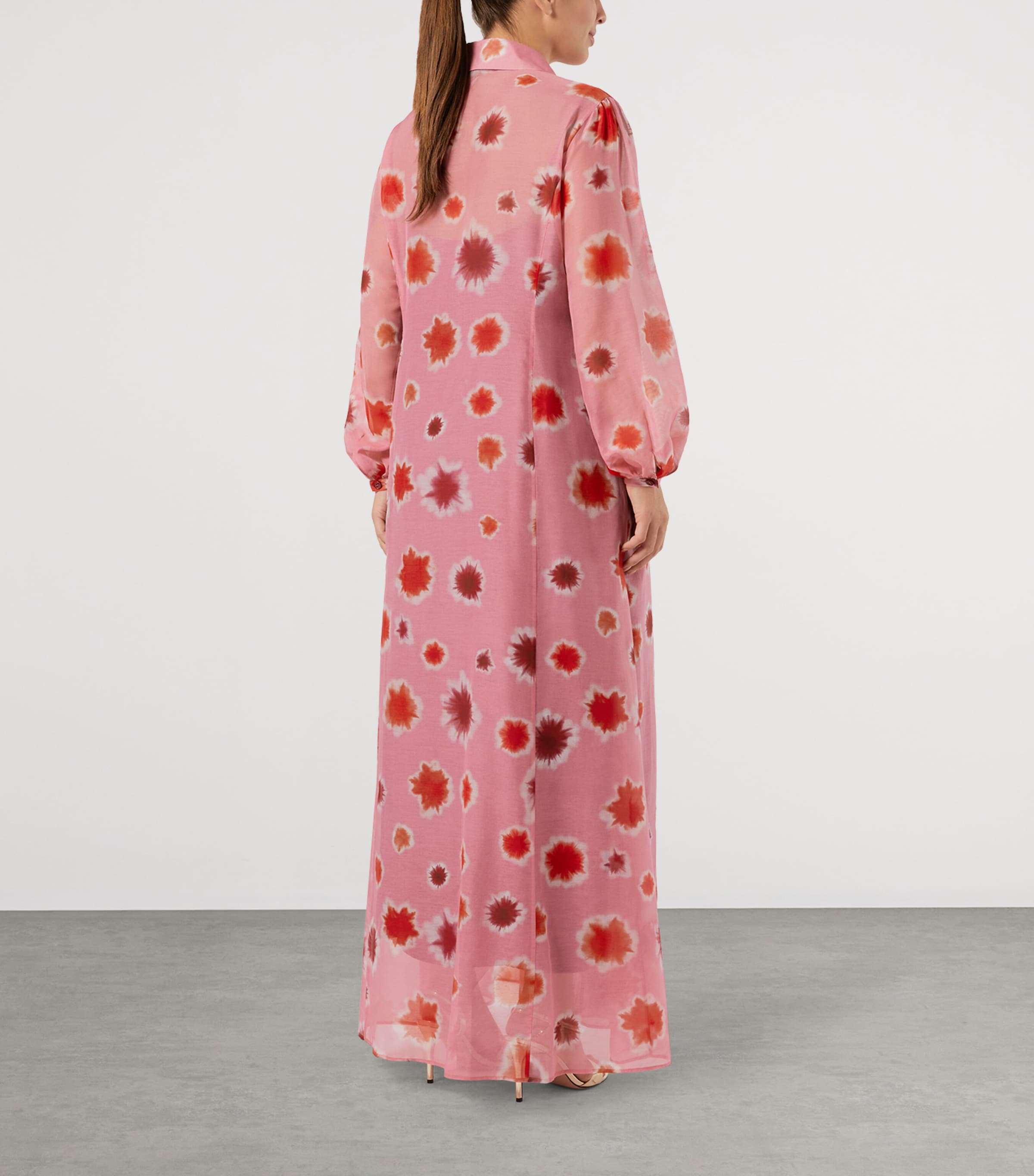 Marina Rinaldi Womens Cotton-Silk Maxi Shirt Dress Pink Image 4