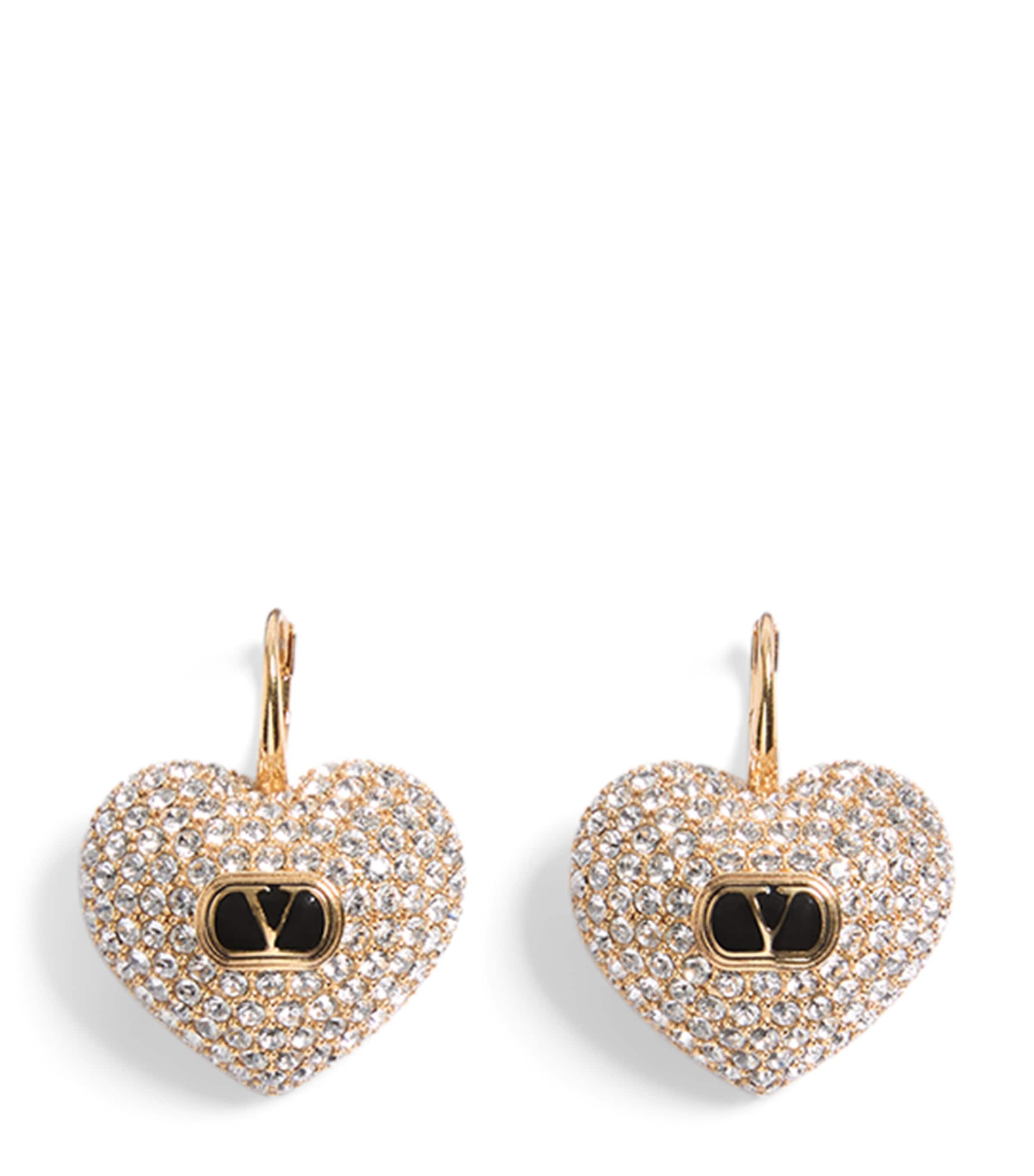ピアス Valentino Garavani Coeur  Earrings In Enameled l Valentino Garavani Crystal-Embellished Coeur Royal Earrings