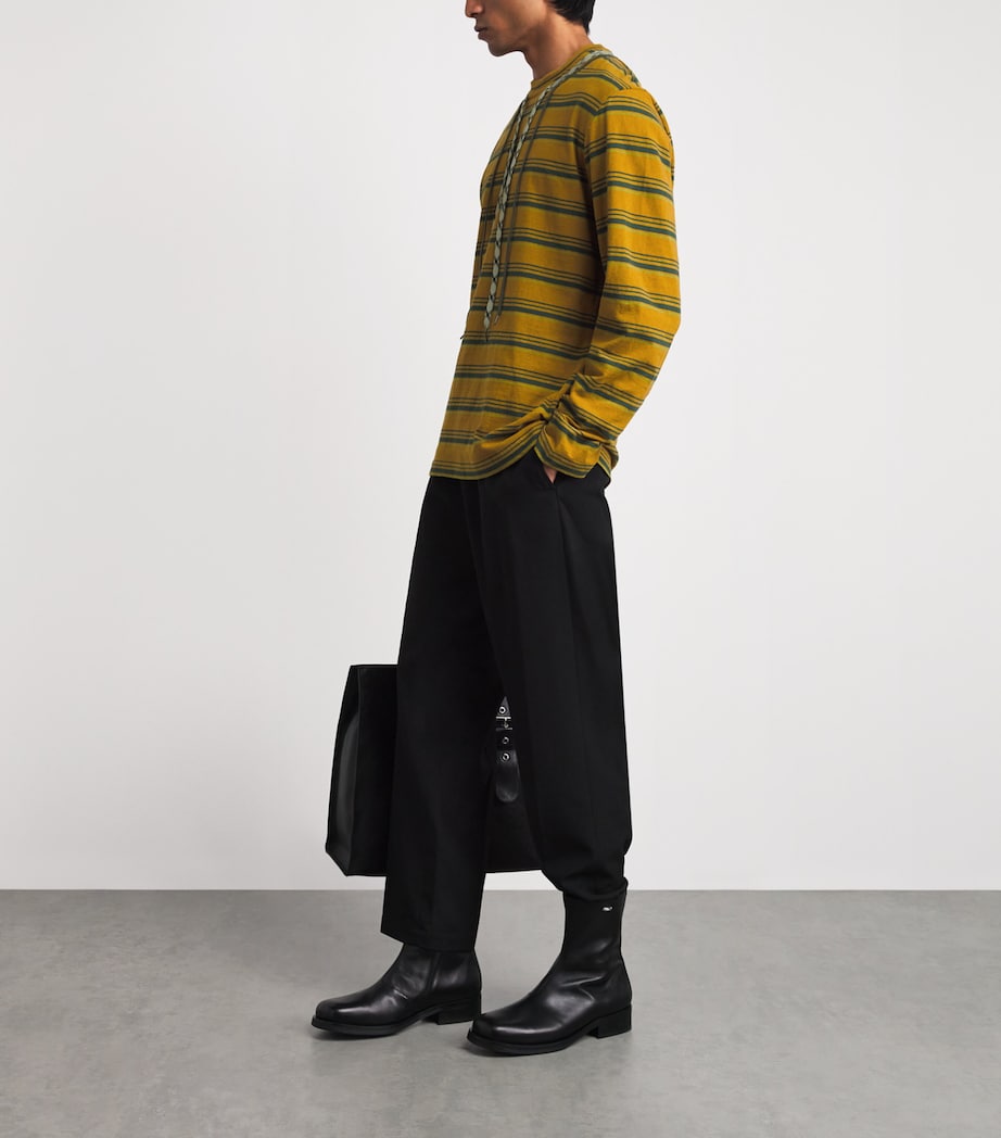 Craig Green Mens Stripe Lace Long-Sleeve T-Shirt Yellow Stripe Image 2