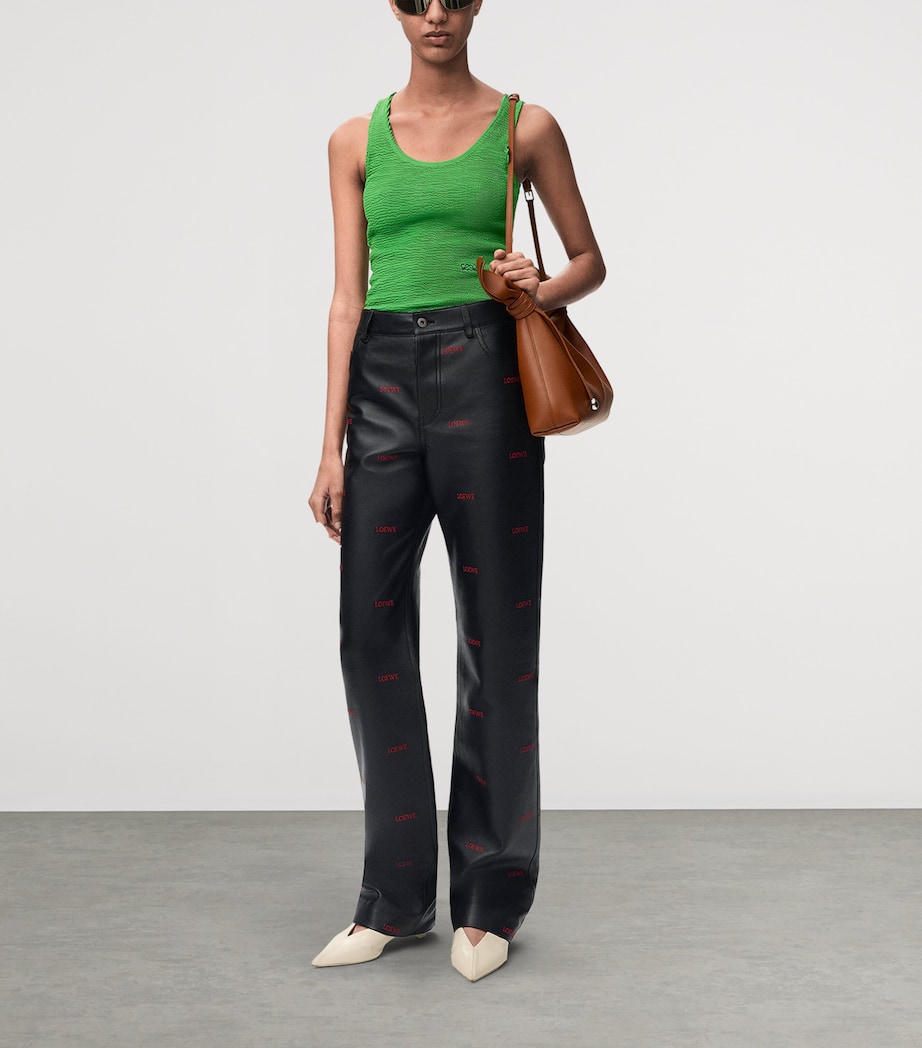 LOEWE Womens Crinkle Tank Top Green Image 2