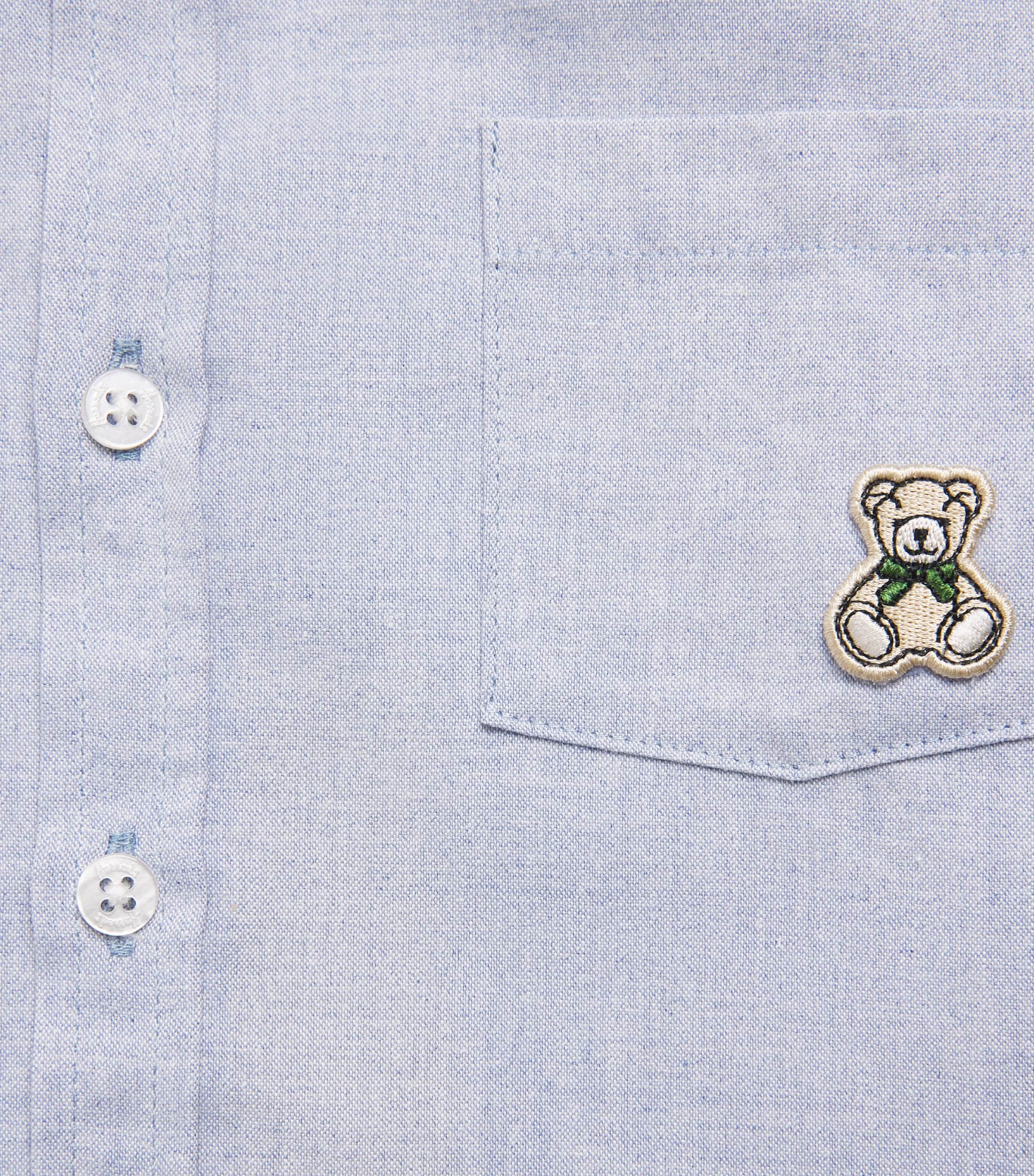 Harrods Cotton-Blend Chambray Shirt Blue Image 3