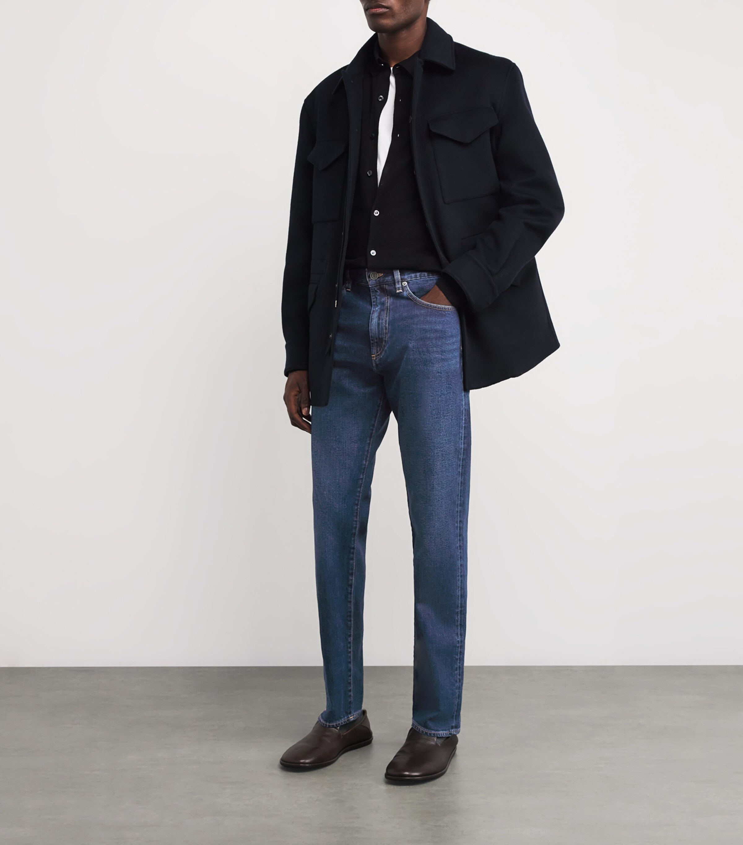 Ralph Lauren Purple Label Navy Straight Jeans | Harrods UK